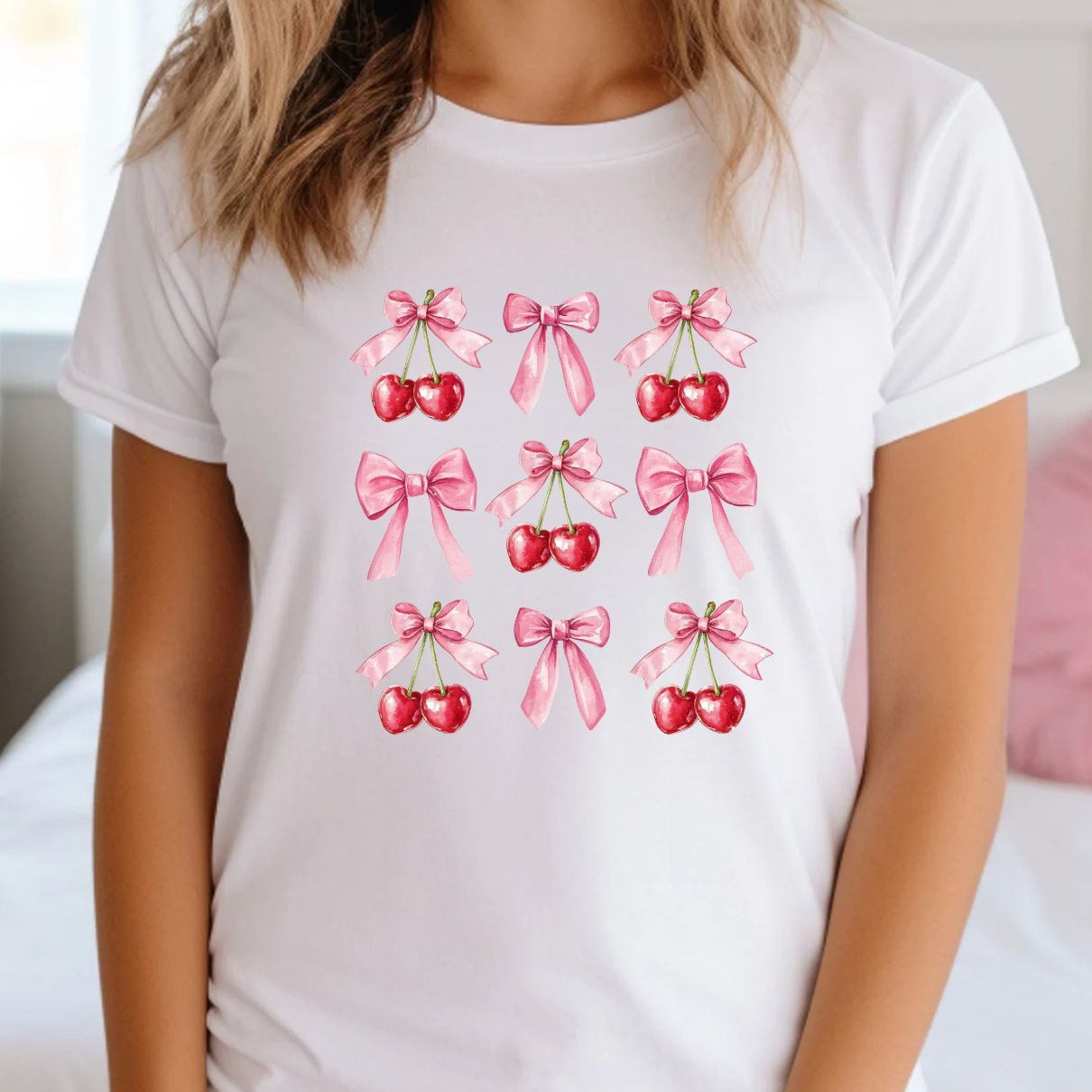 Cherry Bow Tee Hoodie, Sweatshirt | PodTeesHub.com