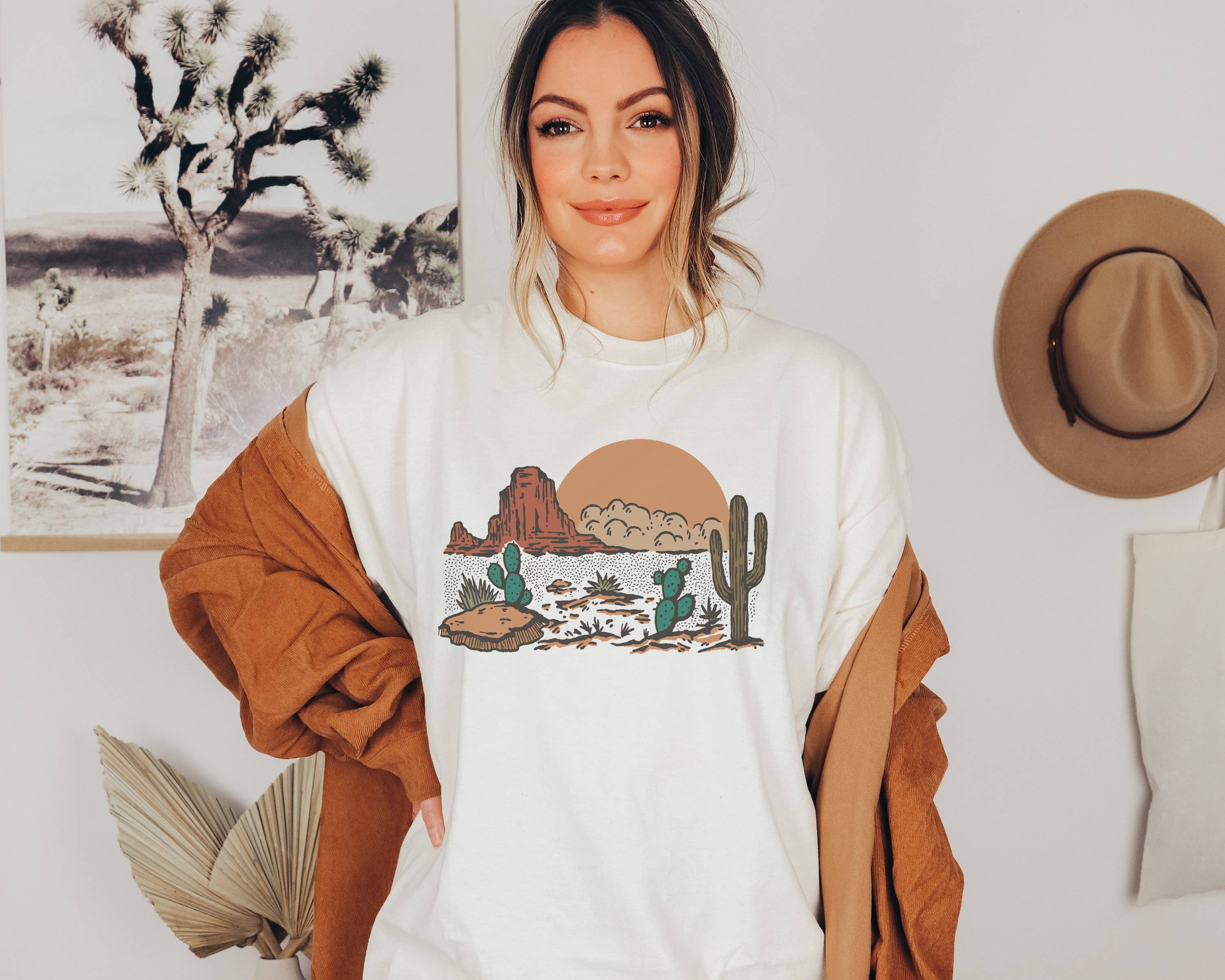 Desert Cactus Graphic Tee Hoodie, Sweatshirt | PodTeesHub.com