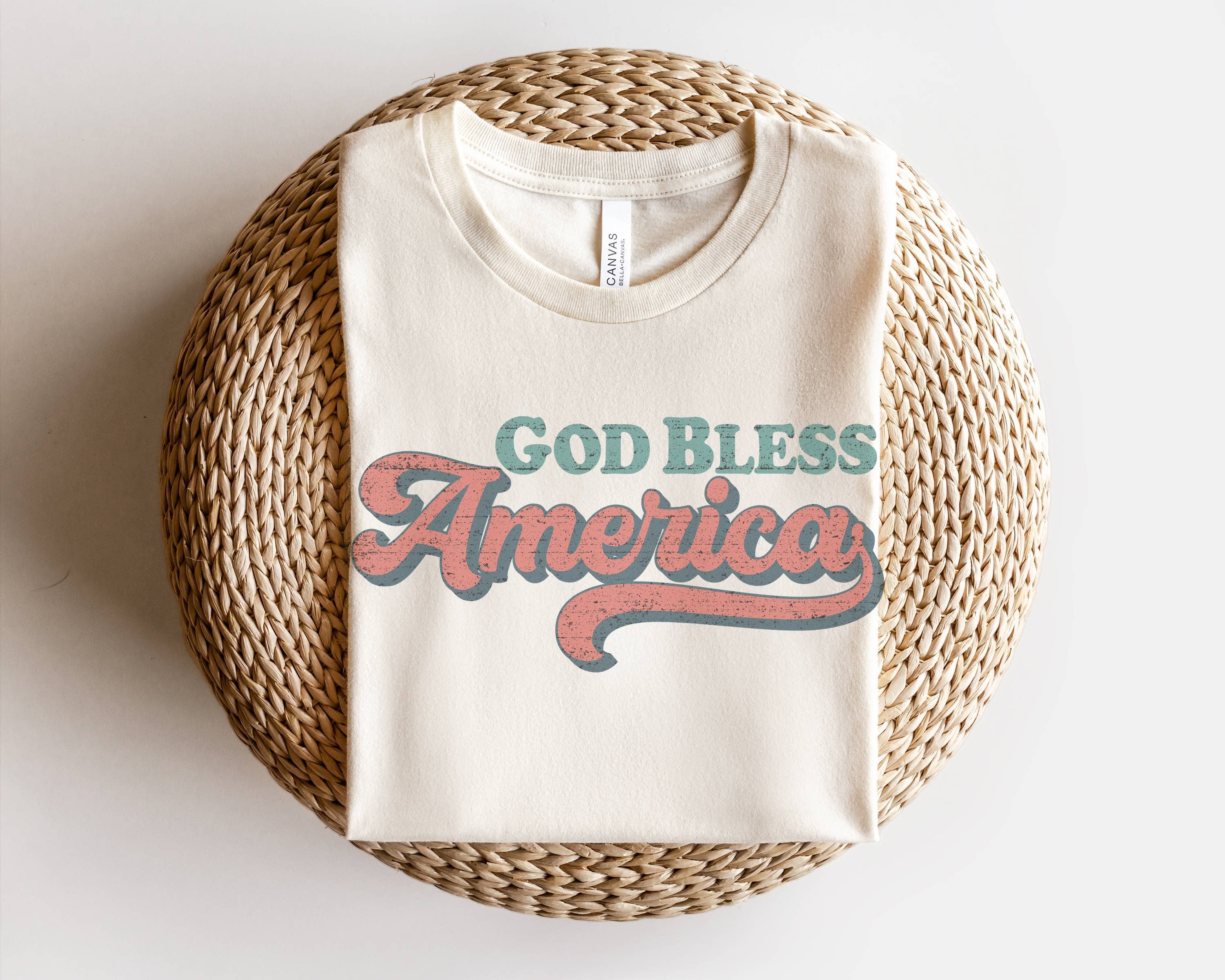 Retro God Bless America 4th of July Patriotic Graphic Tee Hoodie, Sweatshirt | PodTeesHub.com