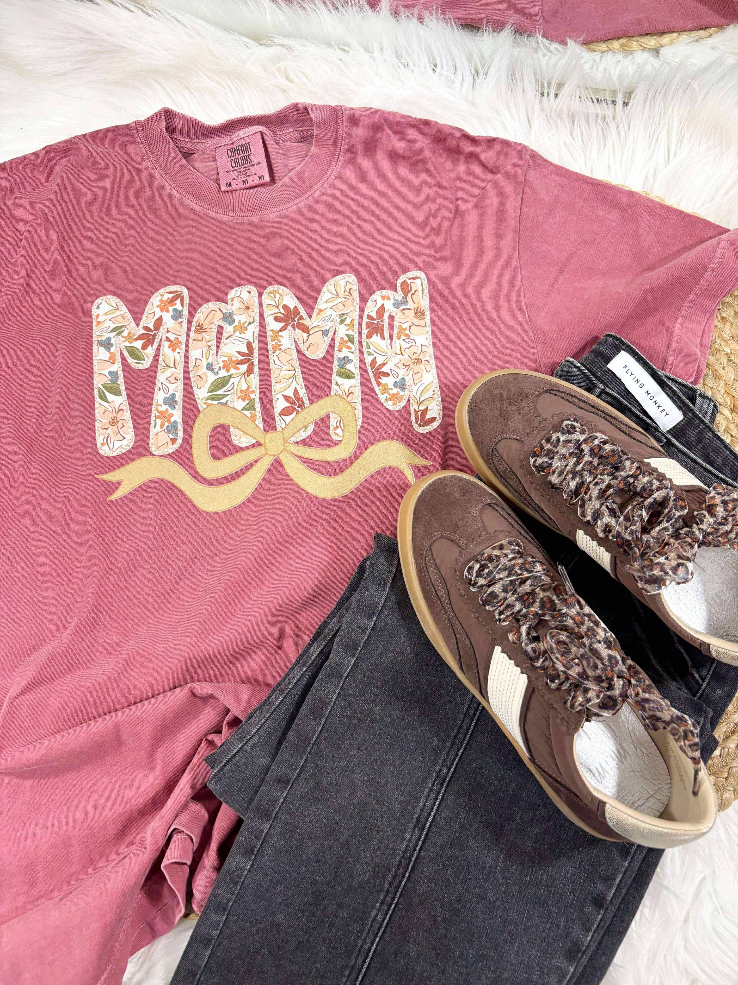 Mama Fall Bow Flowers Graphic Tee Hoodie, Sweatshirt | PodTeesHub.com