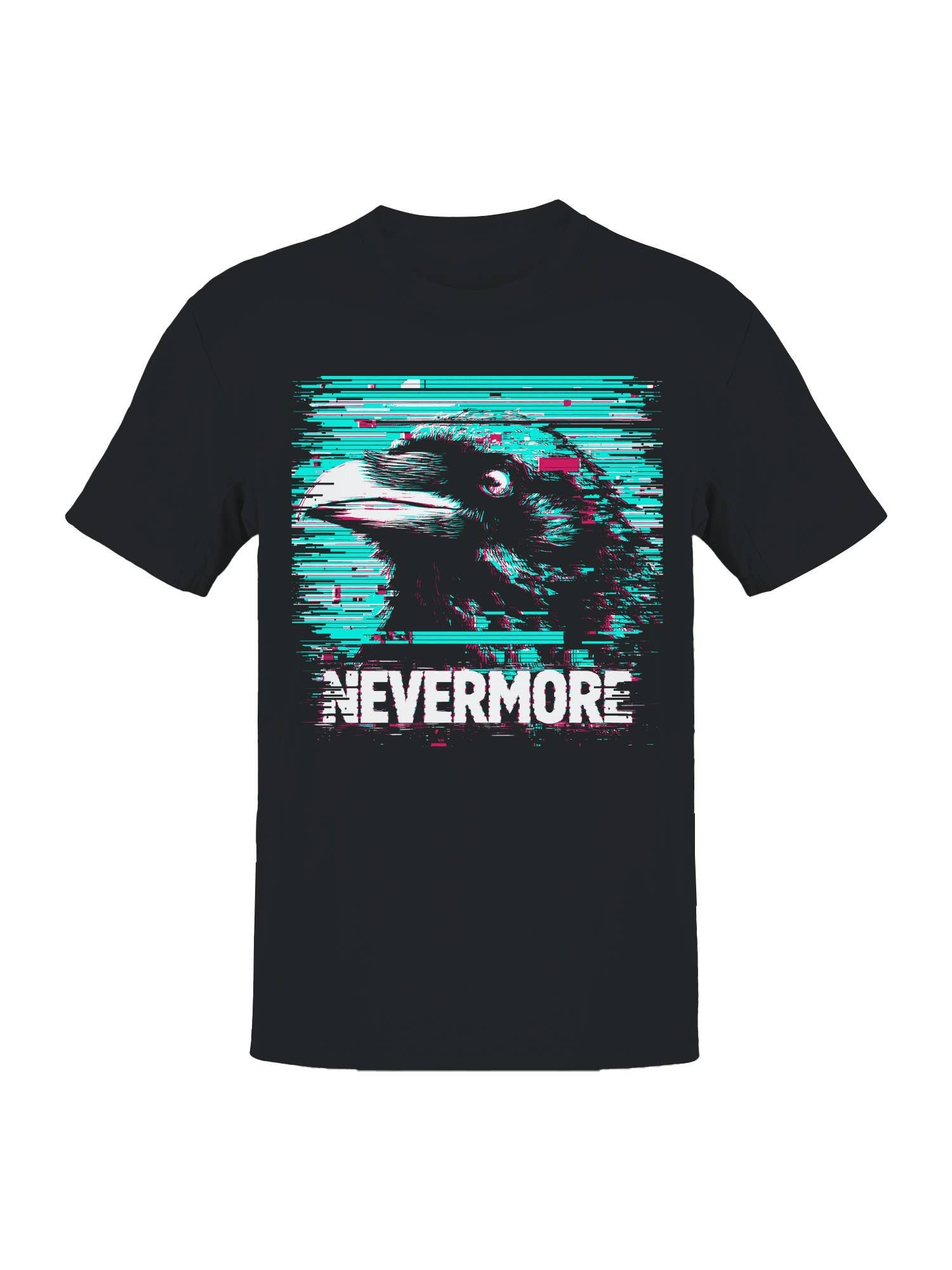 Glitch Art Raven Nevermore Design Men's T-Shirt Hoodie, Sweatshirt | PodTeesHub.com