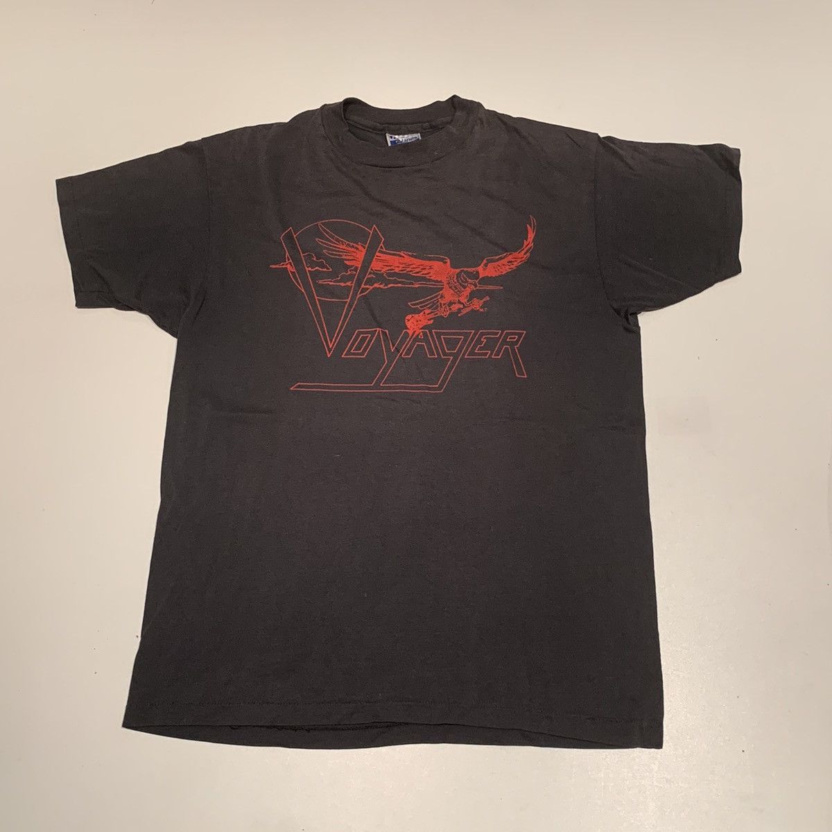 Vintage 1980s Voyager Graphic Band T Shirt Large Faded Rare Hoodie, Sweatshirt | PodTeesHub.com