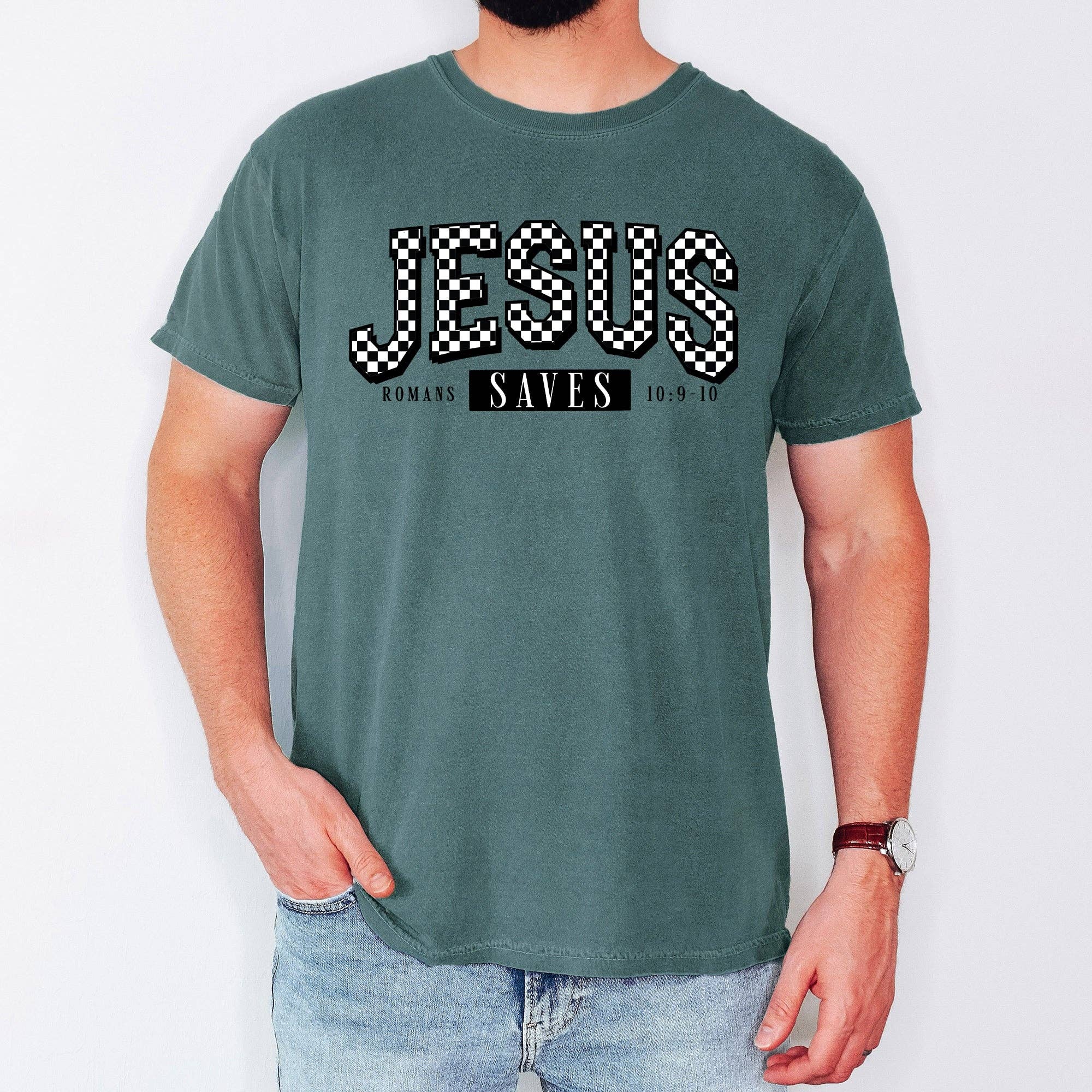 Checkered, Jesus Saves, Christian, Jesus, Gospel Tshirt Hoodie, Sweatshirt | PodTeesHub.com
