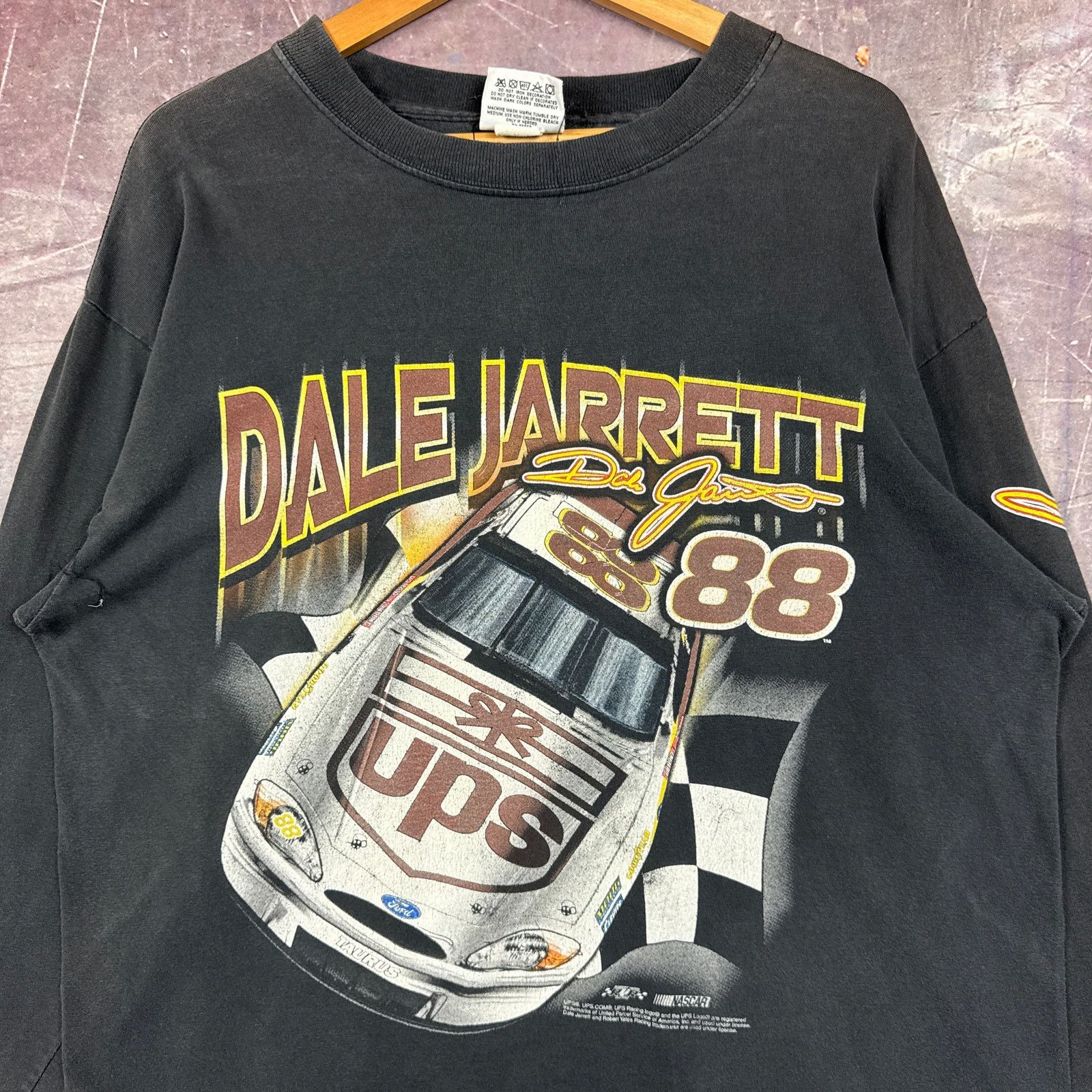 Vintage 90s Black Dale Jarrett Nascar Long Sleeve Shirt Xl 3387 Hoodie, Sweatshirt | PodTeesHub.com