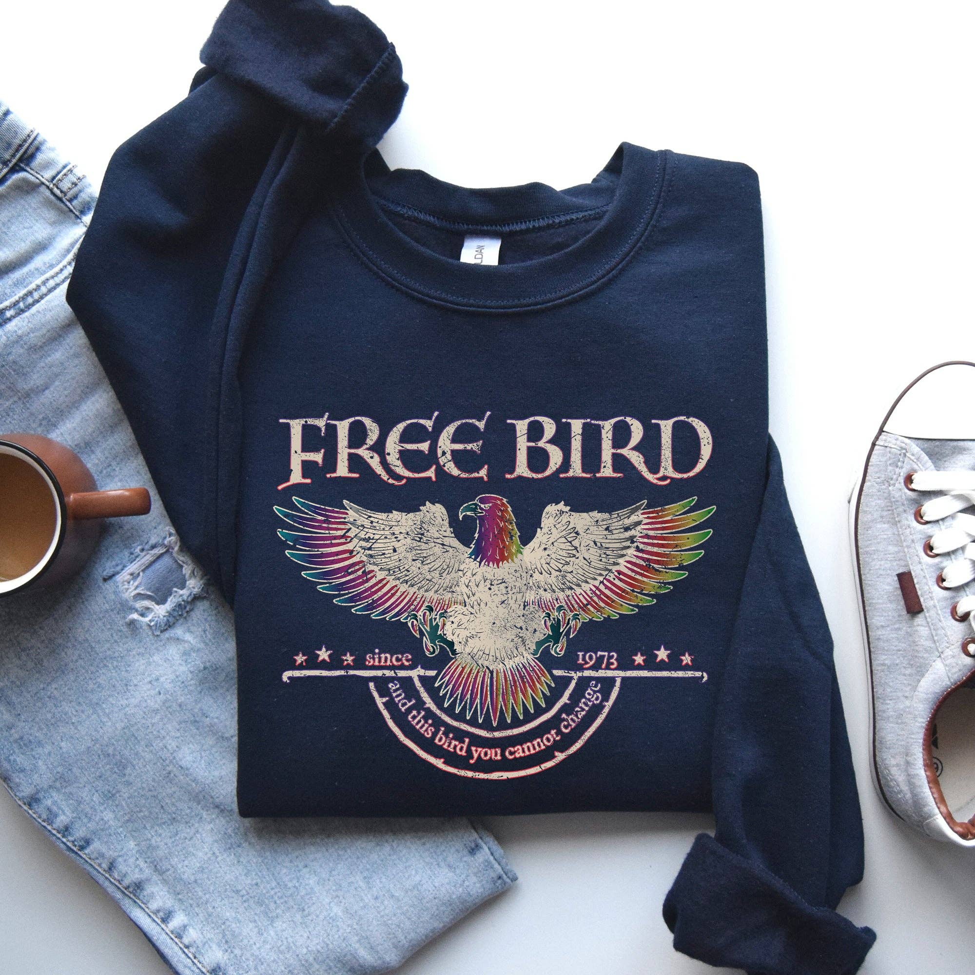Free Bird Old School Band, Retro Music, Rock Band Sweatshirt T-Shirts, Hoodie | PodTeesHub.com