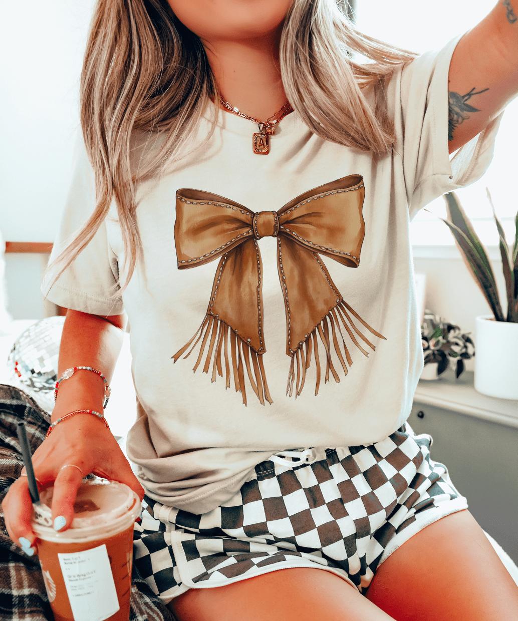 Western Cowgirl Bow - Cream Tee Hoodie, Sweatshirt | PodTeesHub.com