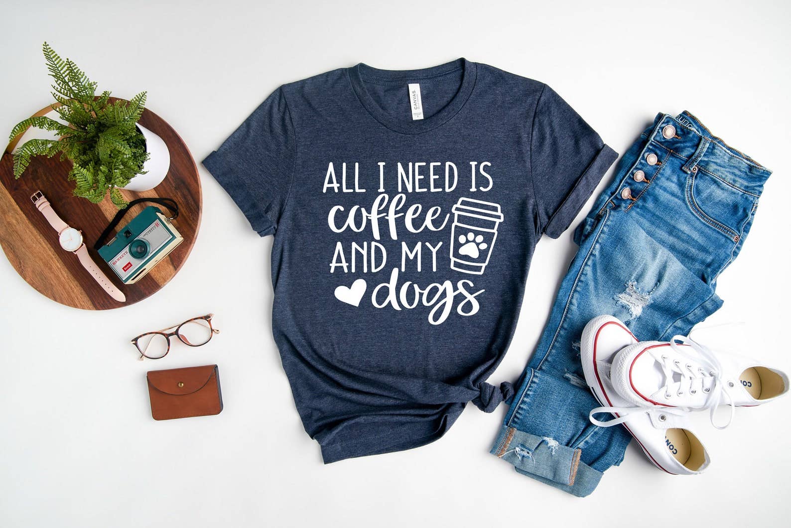 All I Need Is Coffee and My Dog T-Shirt Hoodie, Sweatshirt | PodTeesHub.com
