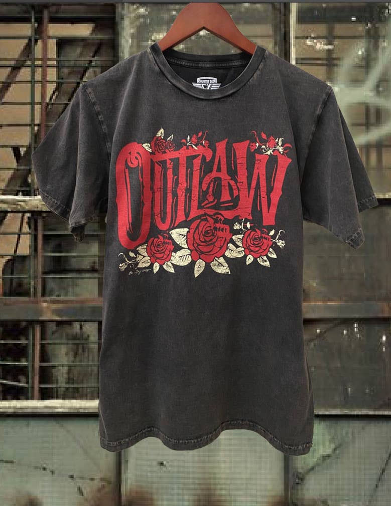 Outlaw Vintage Relaxed Acid Wash Unisex Tee Hoodie, Sweatshirt | PodTeesHub.com