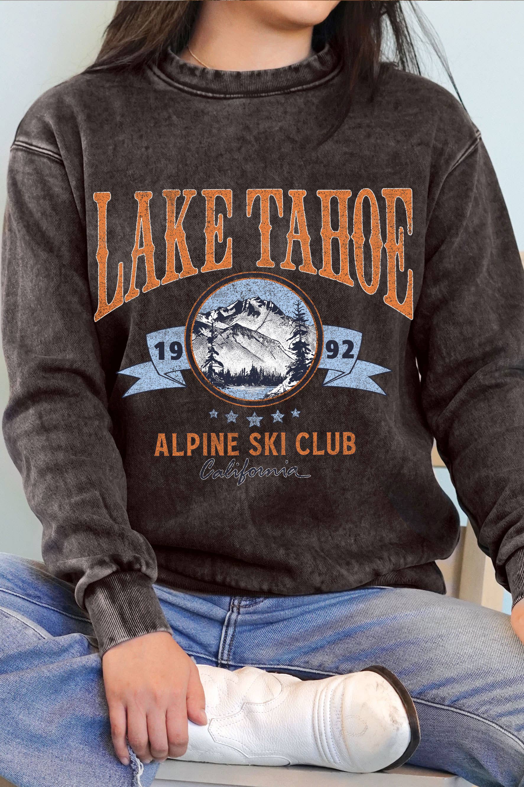 Lake Tahoe Alpine Ski Club  Sgraphic Mineral Brushed Sweatshirt T-Shirts, Hoodie | PodTeesHub.com