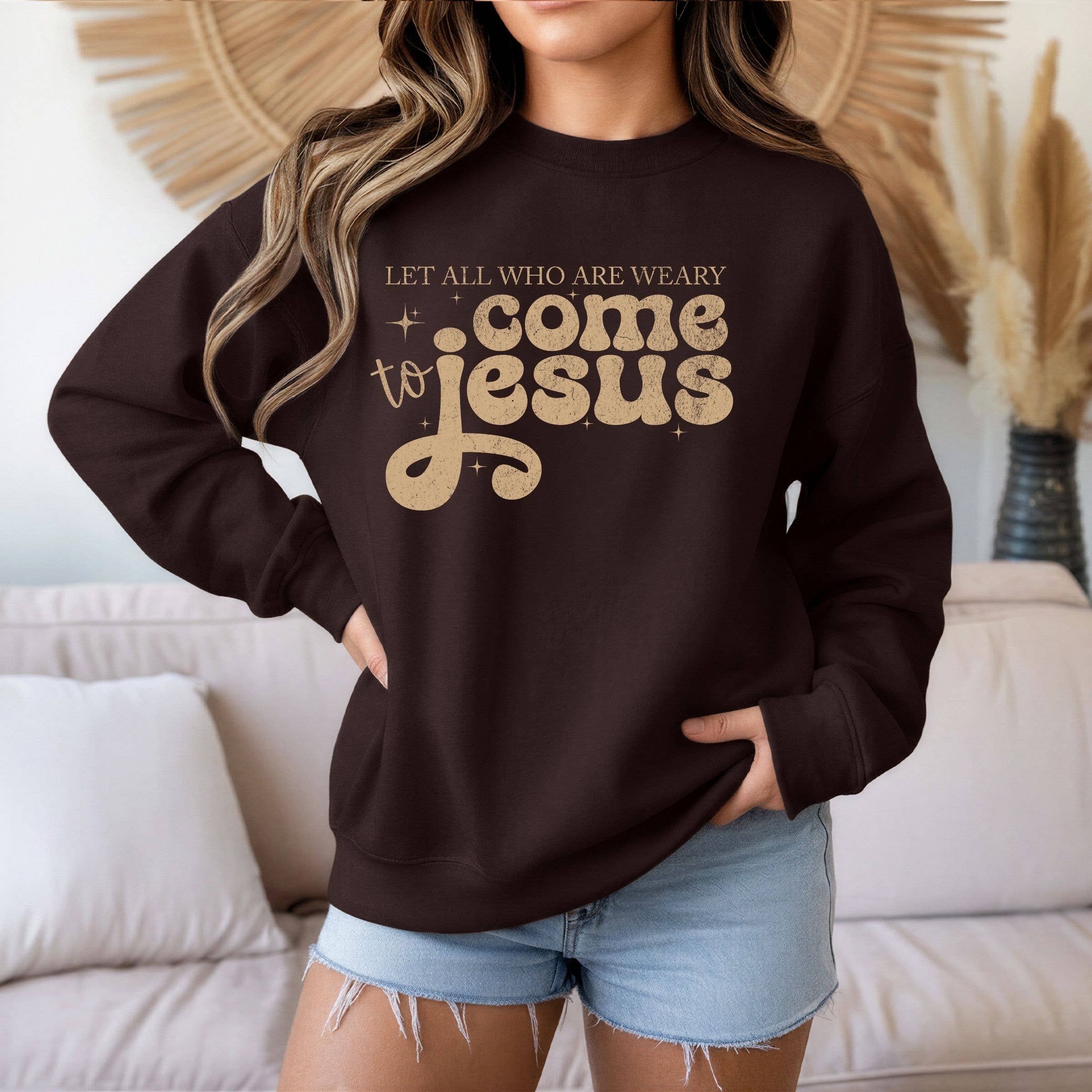 Let All Who Are Weary Come Graphic Spring Western Sweatshirt T-Shirts, Hoodie | PodTeesHub.com