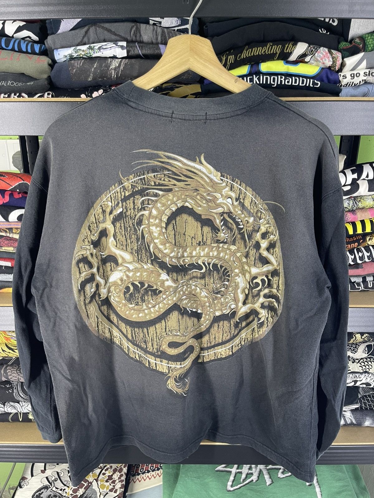 Japanese Brand Vintage Lip Mast Dragon Design Sun Faded Tee Hoodie, Sweatshirt | PodTeesHub.com
