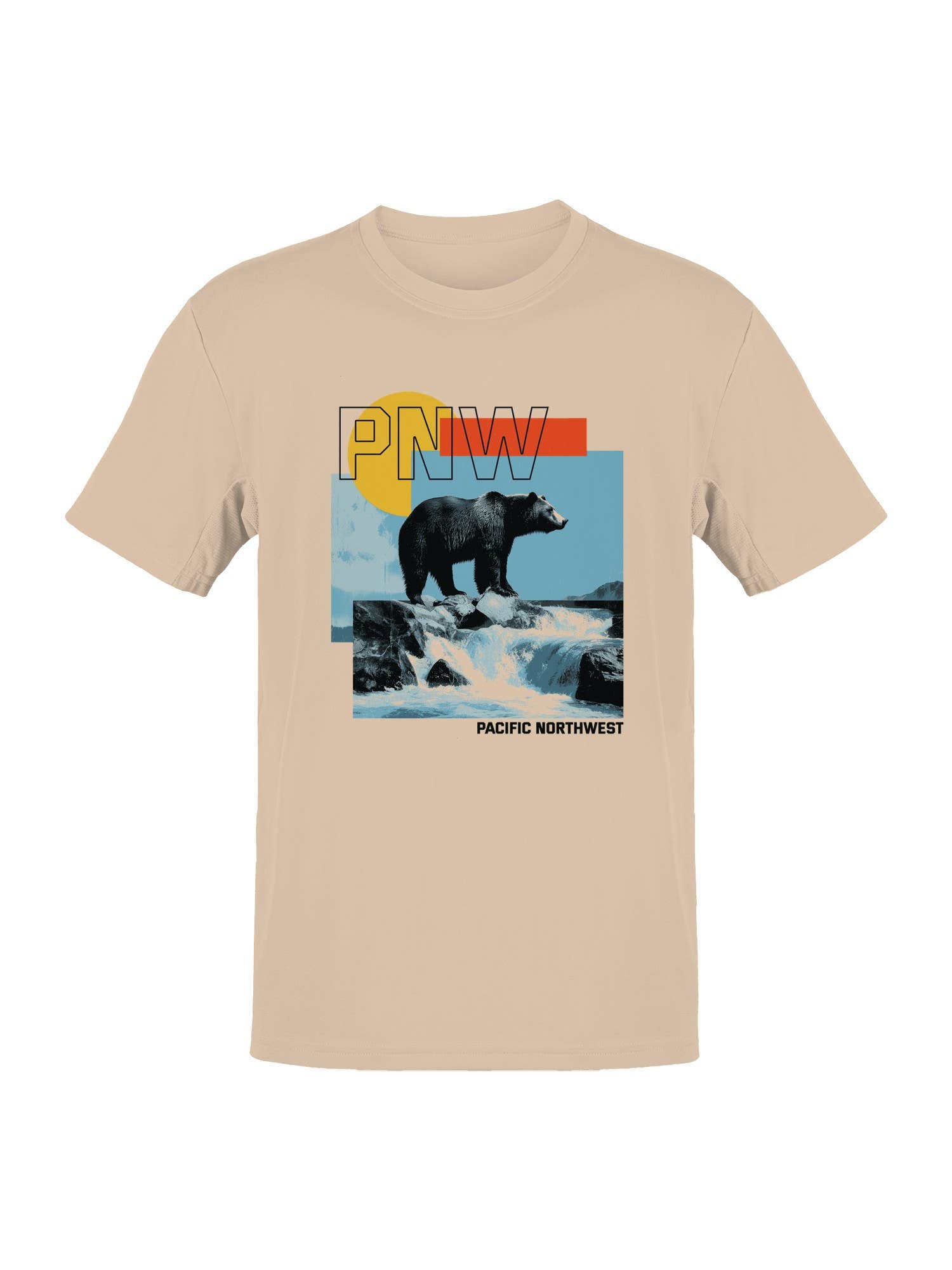 Pnw Bear with Scenic Cascade Men's T-Shirt Hoodie, Sweatshirt | PodTeesHub.com
