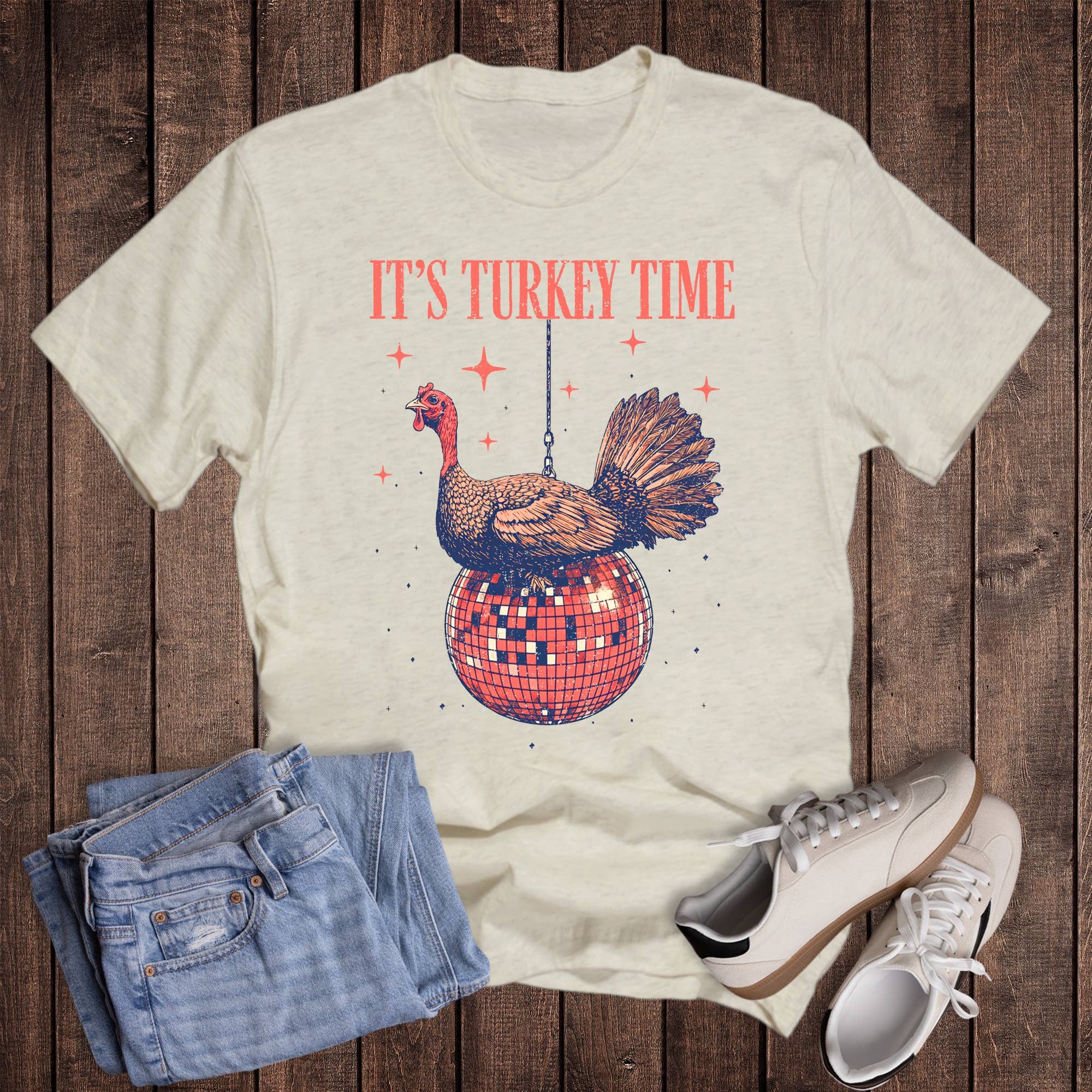 Thanksgiving It's Turkey Time Graphic Tee Hoodie, Sweatshirt | PodTeesHub.com