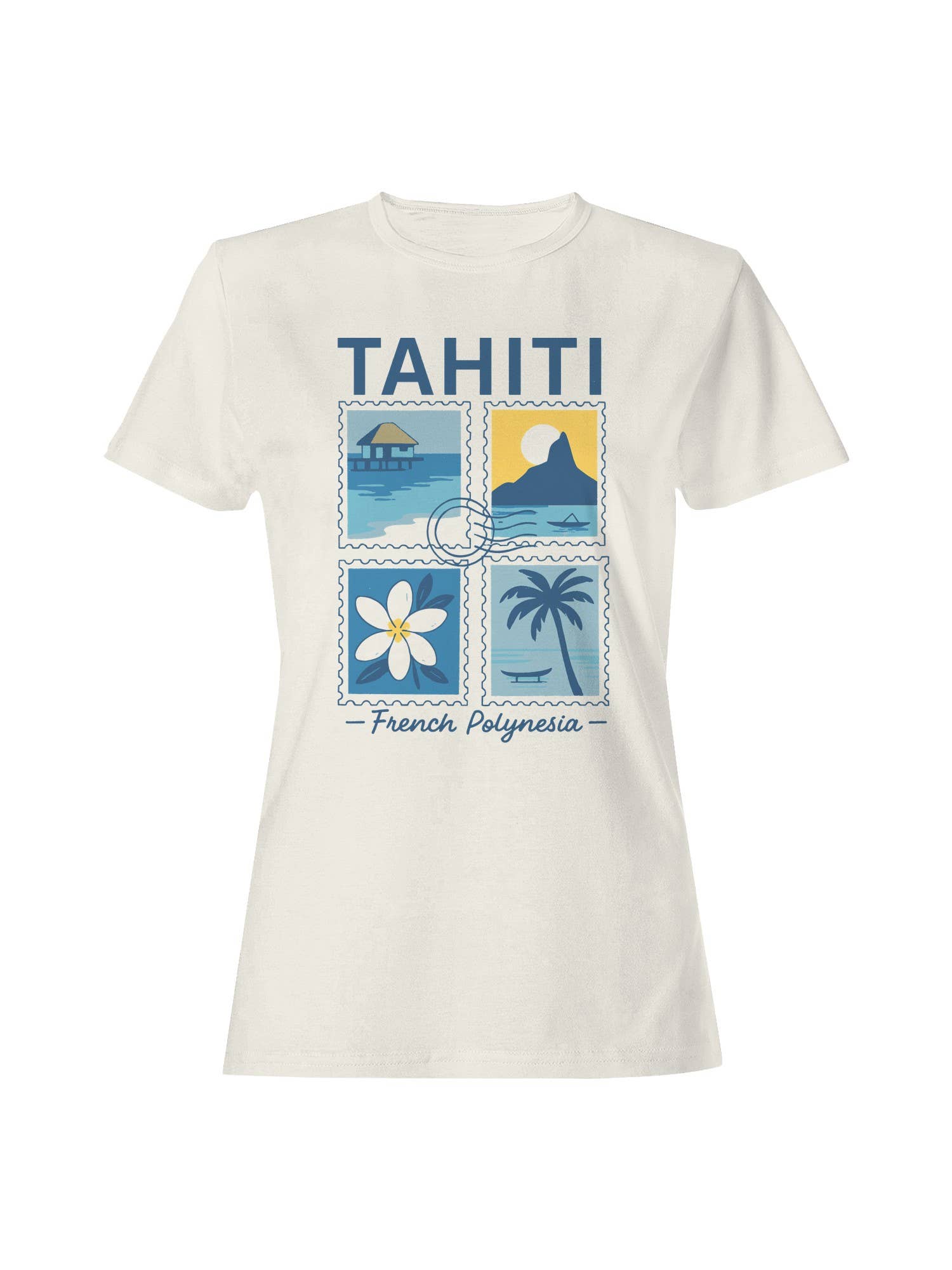Tahiti Scenic Stamps Art Women's T-Shirt Hoodie, Sweatshirt | PodTeesHub.com