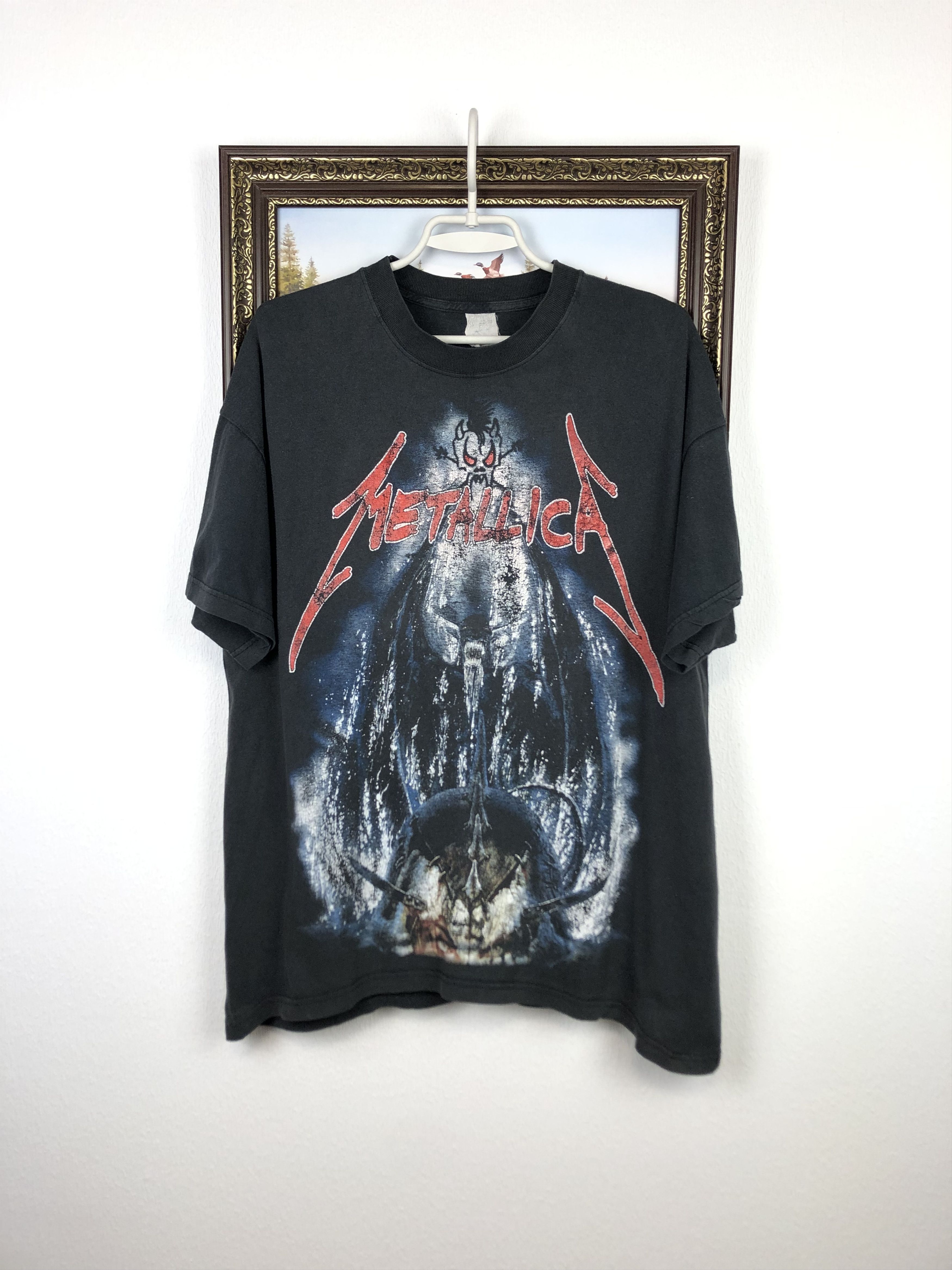 Vintage 90 Metallica Demon Black Shirt Metal Tee Over Print Hoodie, Sweatshirt | PodTeesHub.com