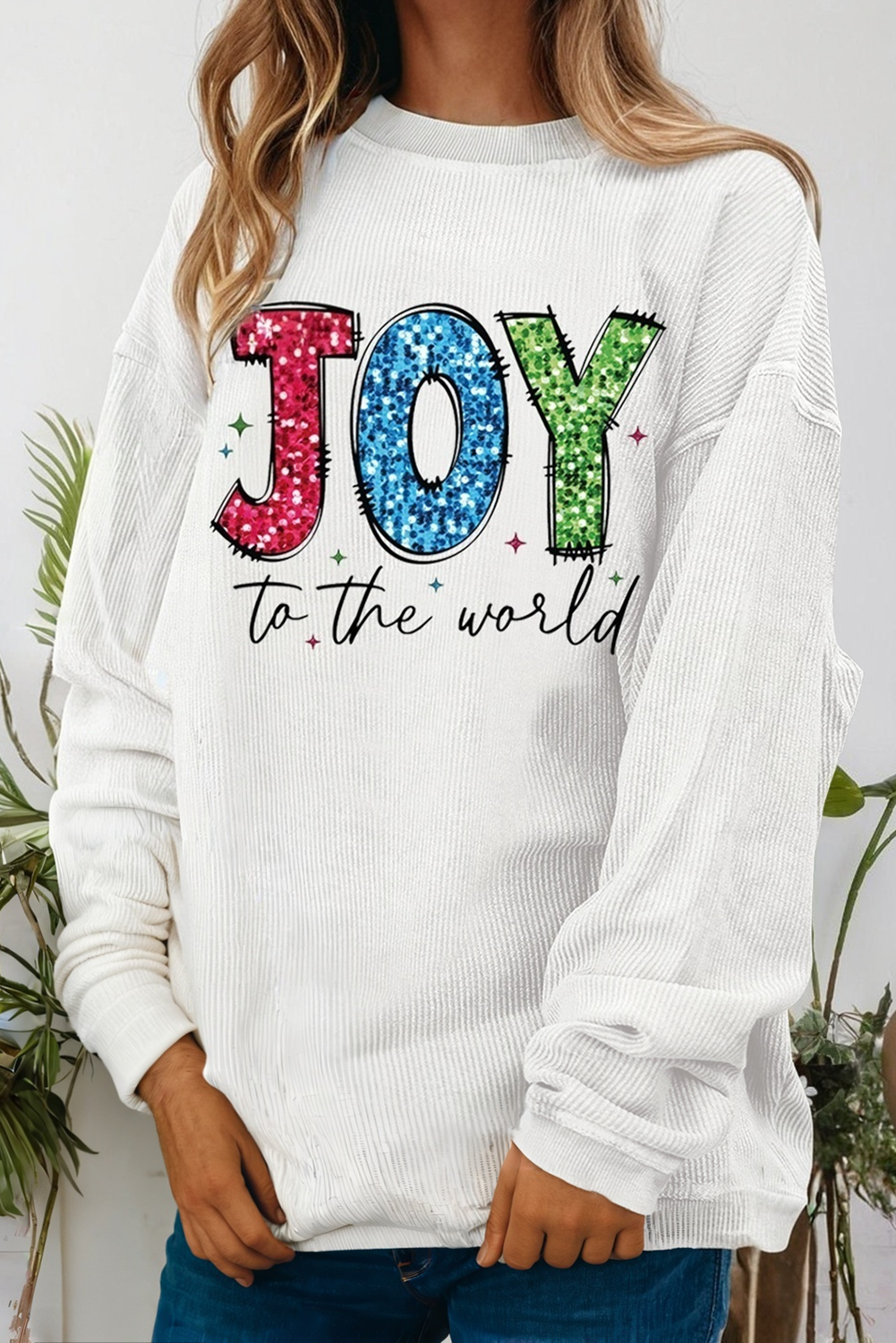 Joy To the World Ribbed Crewneck Pullover Sweatshirt (S-3XL) T-Shirts, Hoodie | PodTeesHub.com
