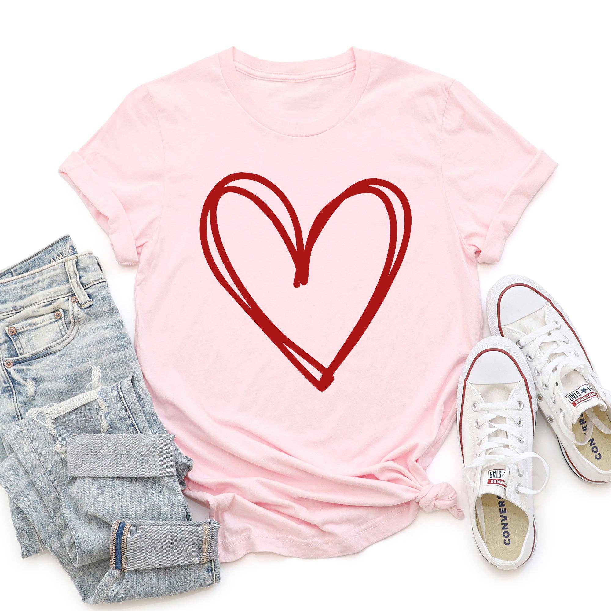 Double Heart, Sketch, Doodle, Love, Super Soft Tshirt, Valentine's Day Hoodie, Sweatshirt | PodTeesHub.com