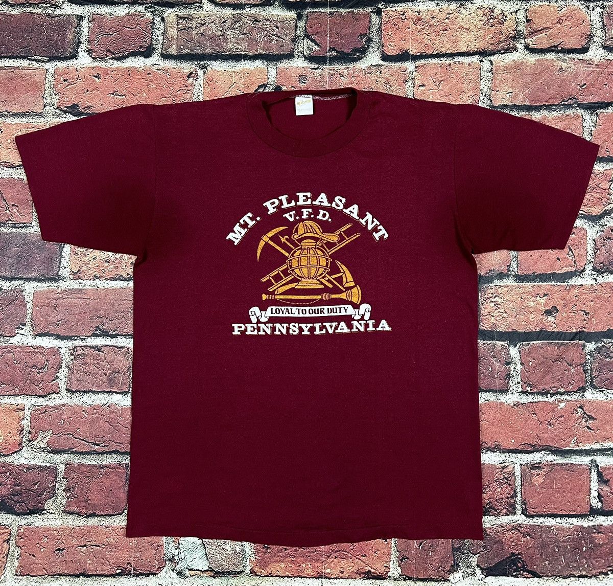 Vintage Volunteer Fire Dept 80s T Shirt Mount Pleasant Worn Hoodie, Sweatshirt | PodTeesHub.com