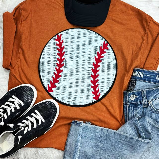 Sequin Baseball Chenille Patch Everyday Tee Hoodie, Sweatshirt | PodTeesHub.com