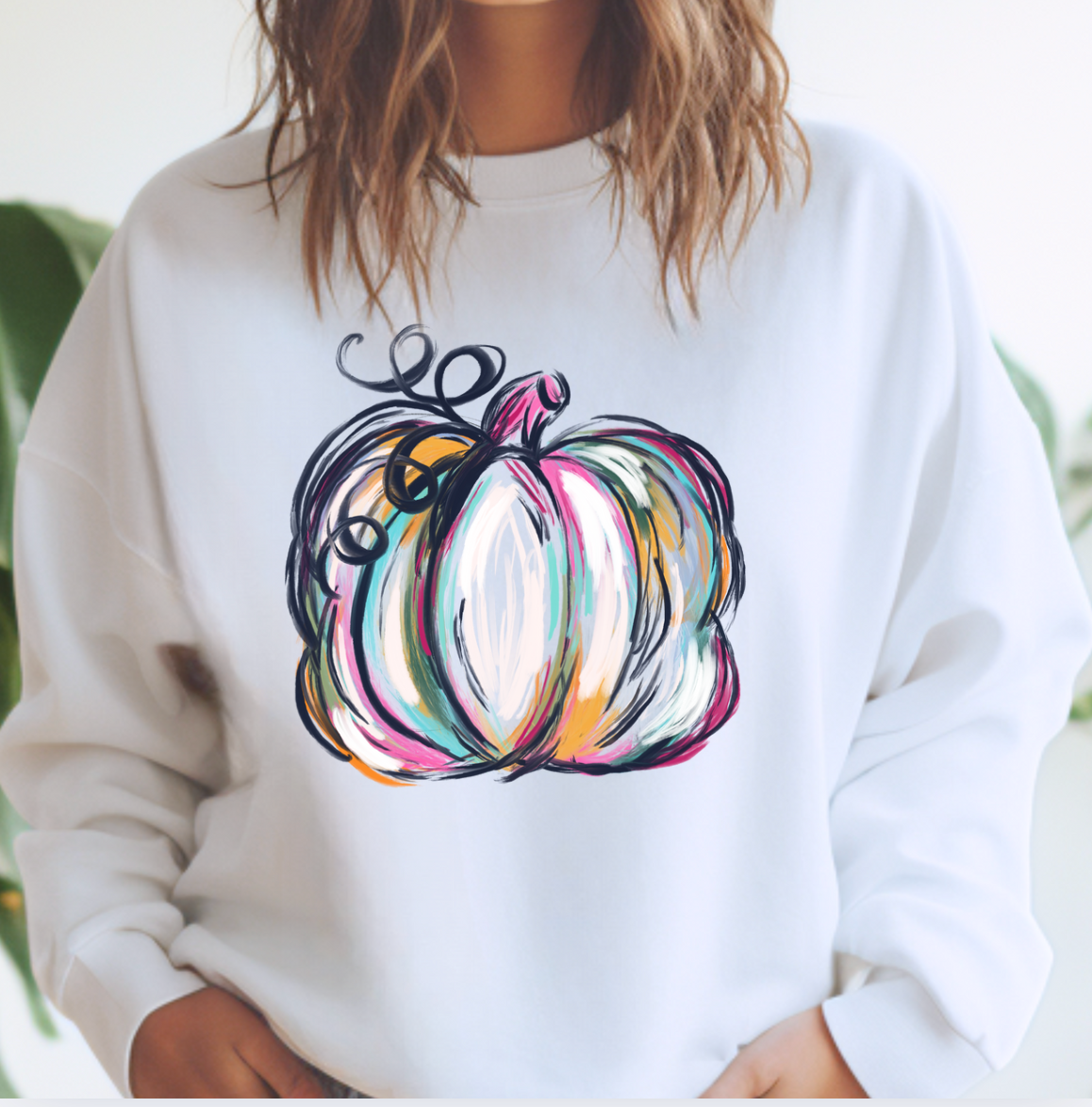 Watercolor Pumpkin Bella Canvas Crewneck Sweatshirt T-Shirts, Hoodie | PodTeesHub.com