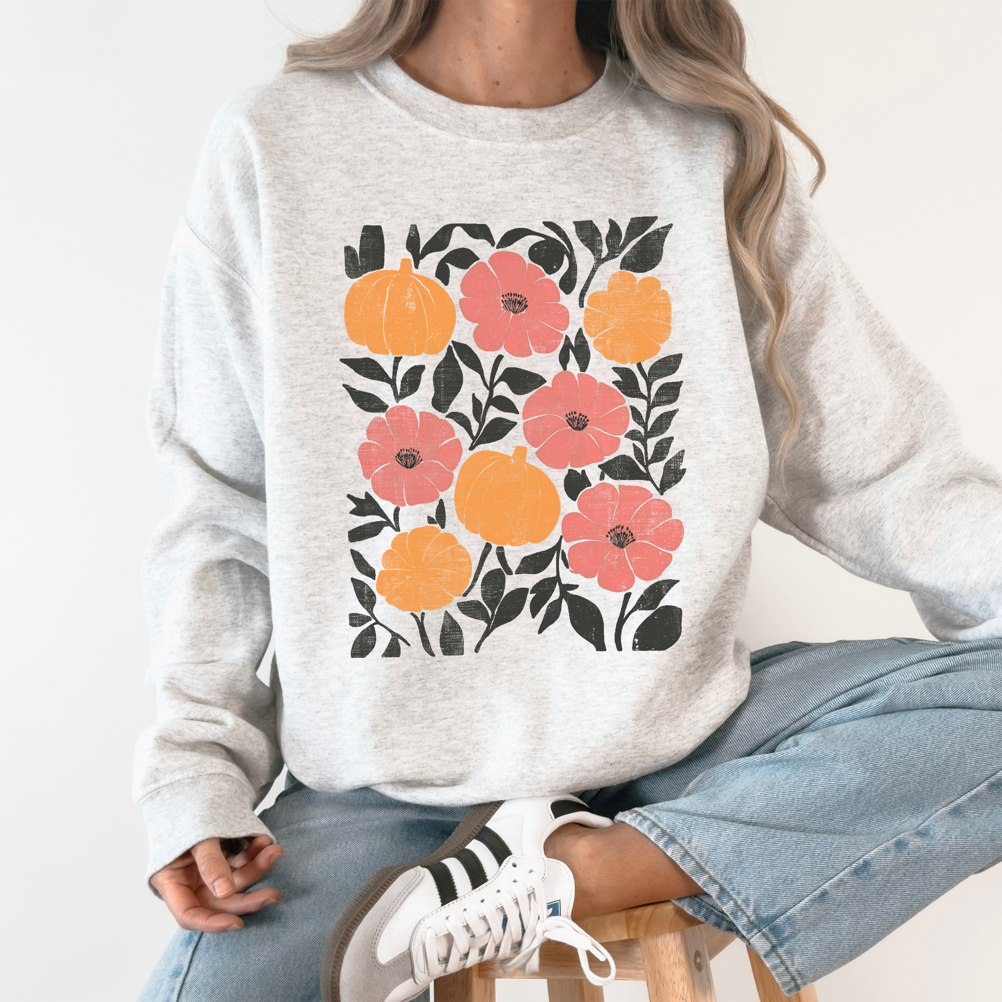 Flowers and Pumpkins Halloween Autumn, Fall Sweatshirt T-Shirts, Hoodie | PodTeesHub.com
