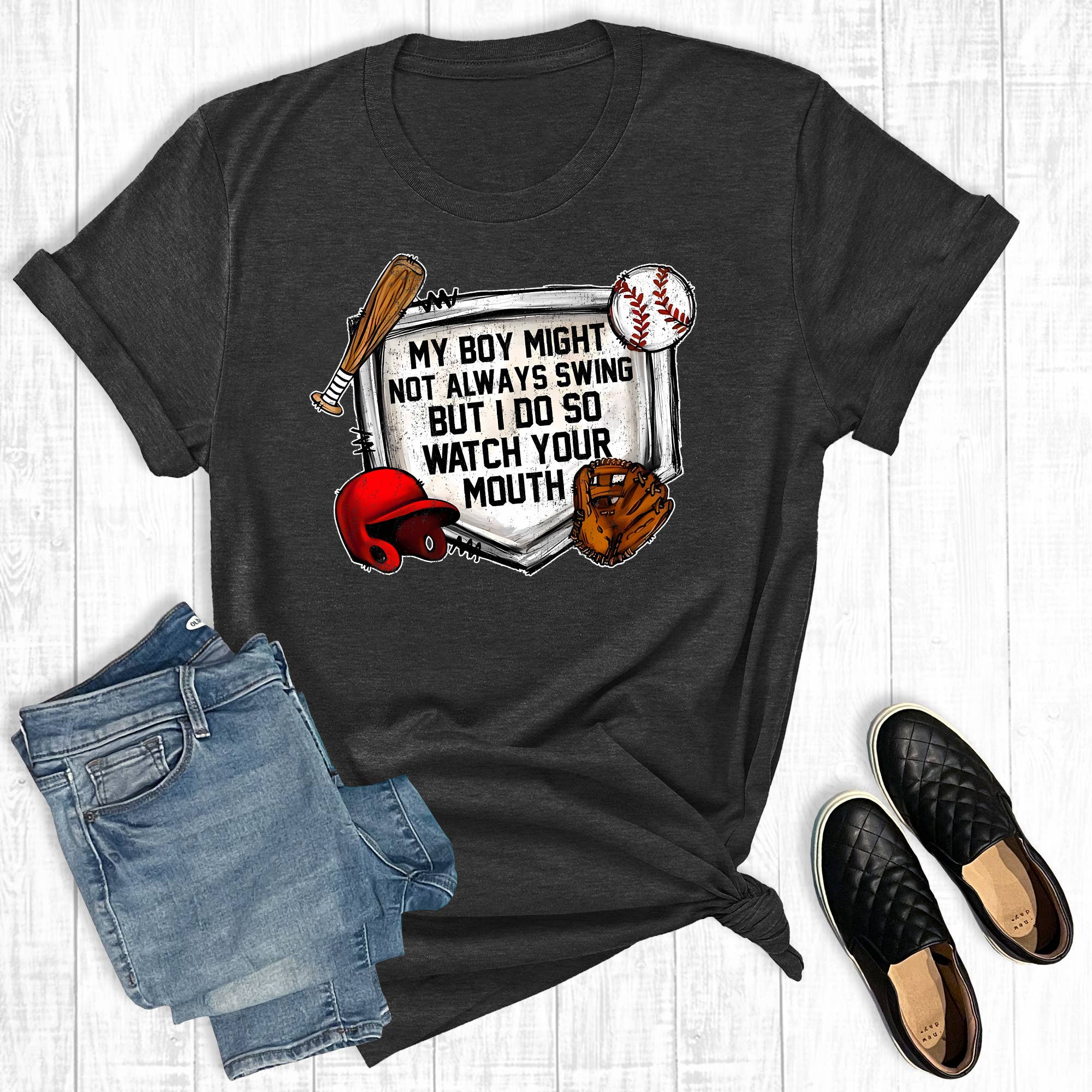 Retro Baseball My Boy May Not Always Swing Graphic Tee Hoodie, Sweatshirt | PodTeesHub.com