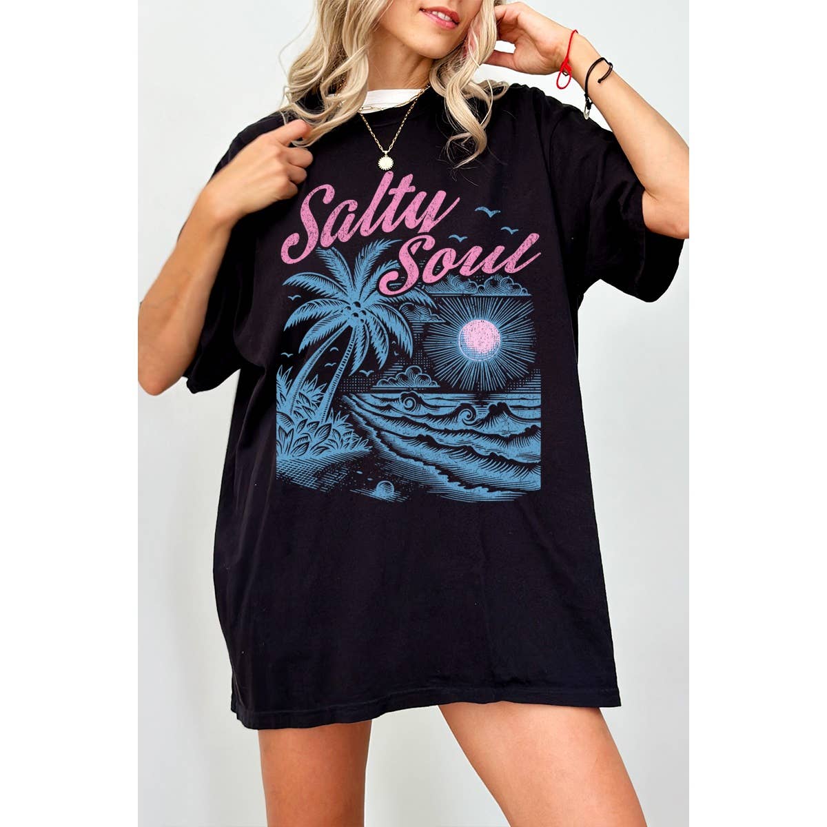 Salty Soul  Graphic Oversized Tee Hoodie, Sweatshirt | PodTeesHub.com