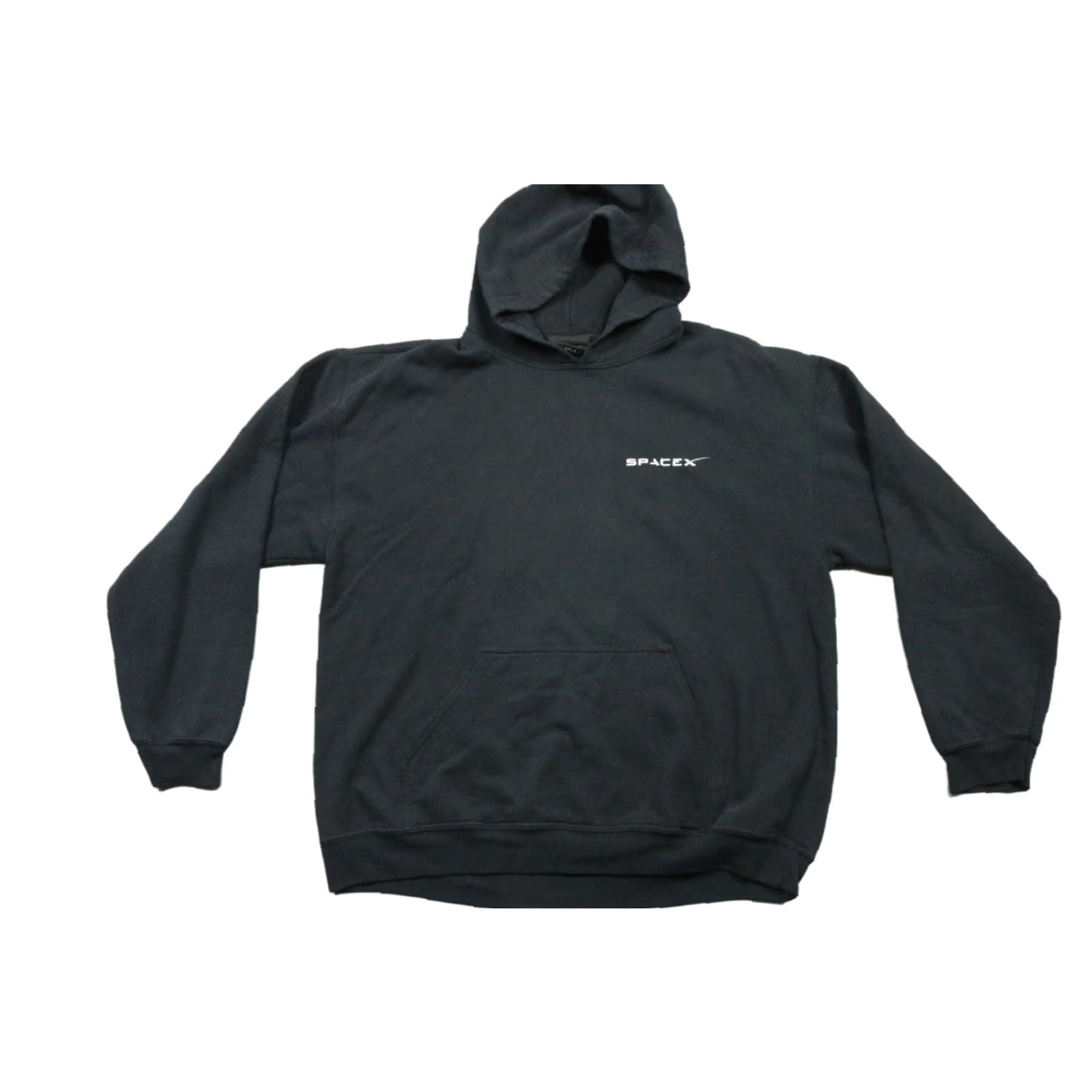 Nasa Spacex Hoodie Mens Large Black Pullover Graphic Print Space Nasa Logo Front Left Chest Back Spa T-Shirts, Sweatshirt