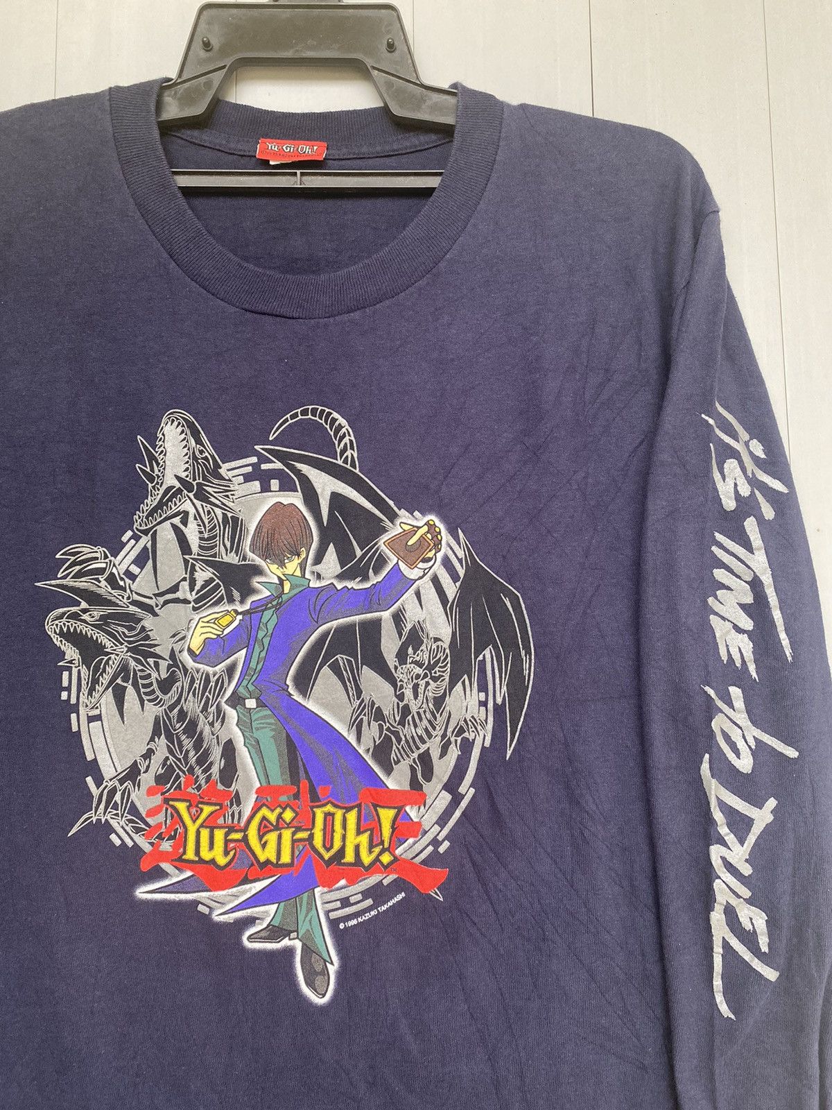 Vintage Vtg 90s Yugioh Its Time To Duel Graphic T Shirt Long Sleeve Hoodie, Sweatshirt | PodTeesHub.com