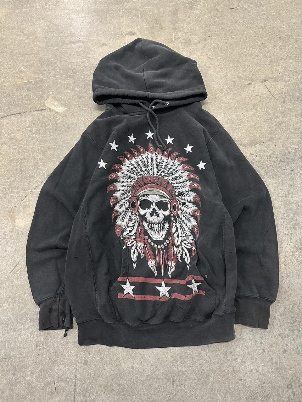 Vintage Y2k Skull Hoodie Black Size Medium T-Shirts, Sweatshirt | PodTeesHub.com