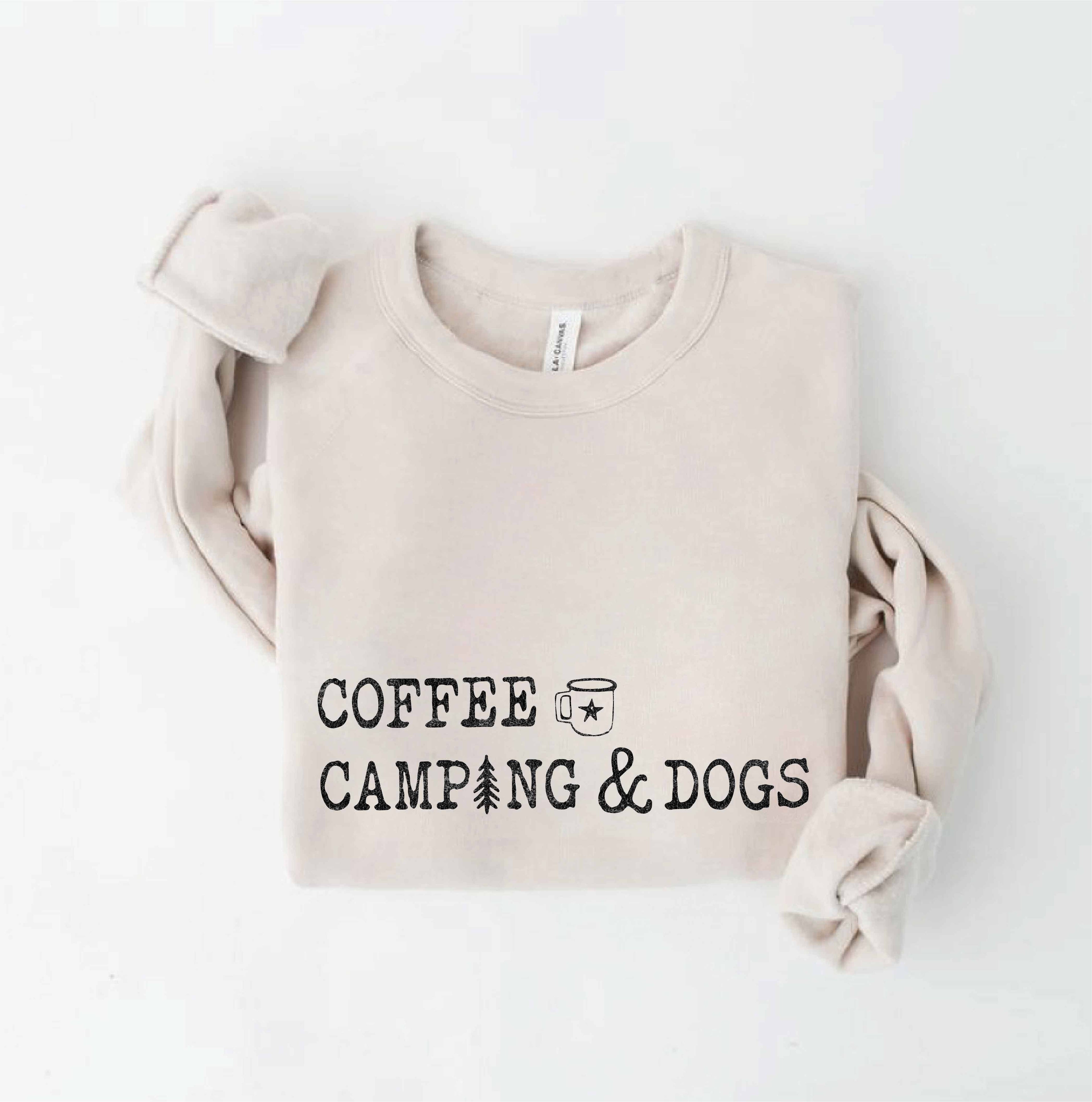 Coffee Camping and Dogs Graphic Sweatshirt T-Shirts, Hoodie | PodTeesHub.com