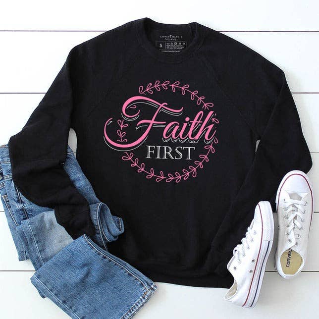 Faith First Premium Fleece Sweatshirt T-Shirts, Hoodie | PodTeesHub.com