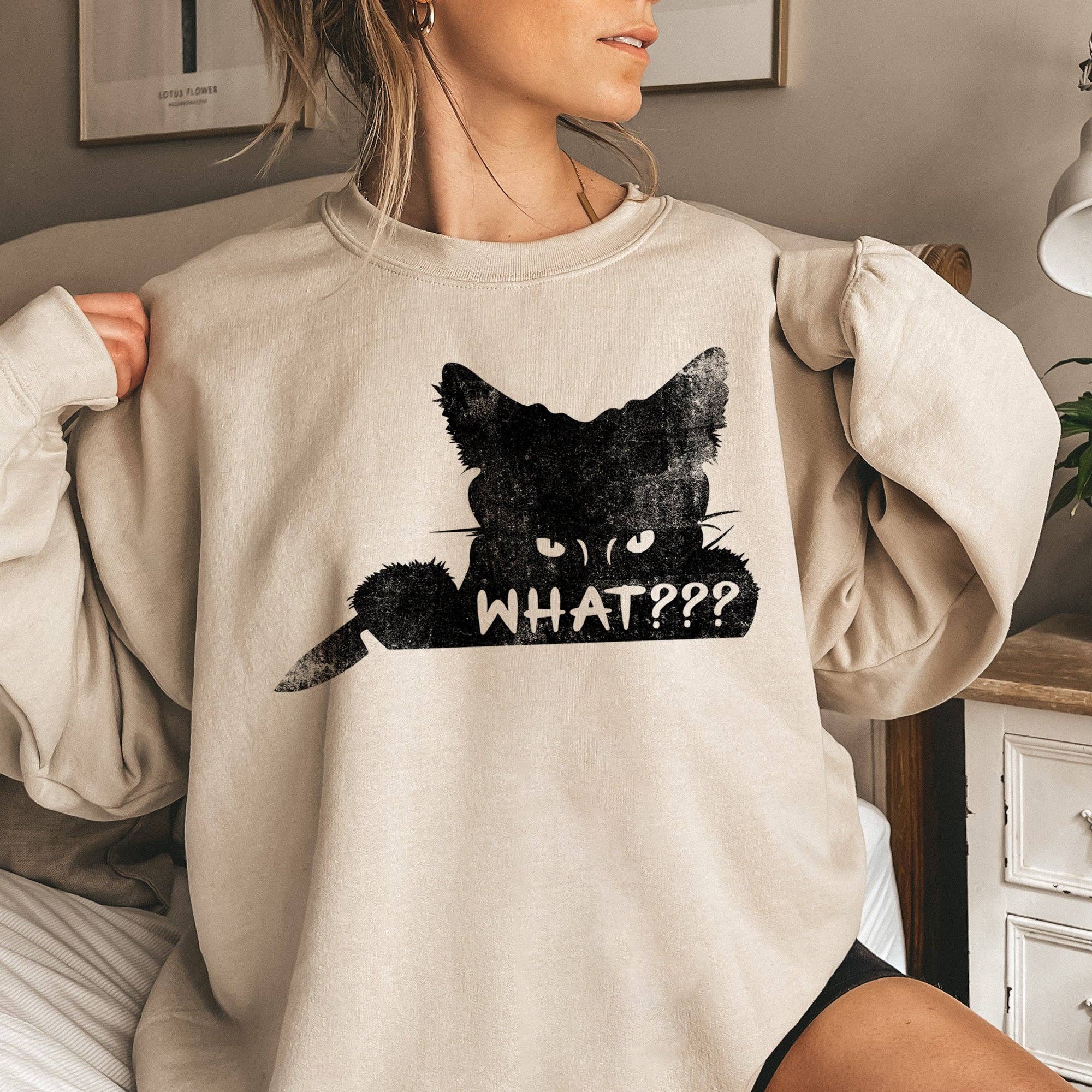 What??? Cat Halloween Sweatshirt T-Shirts, Hoodie | PodTeesHub.com