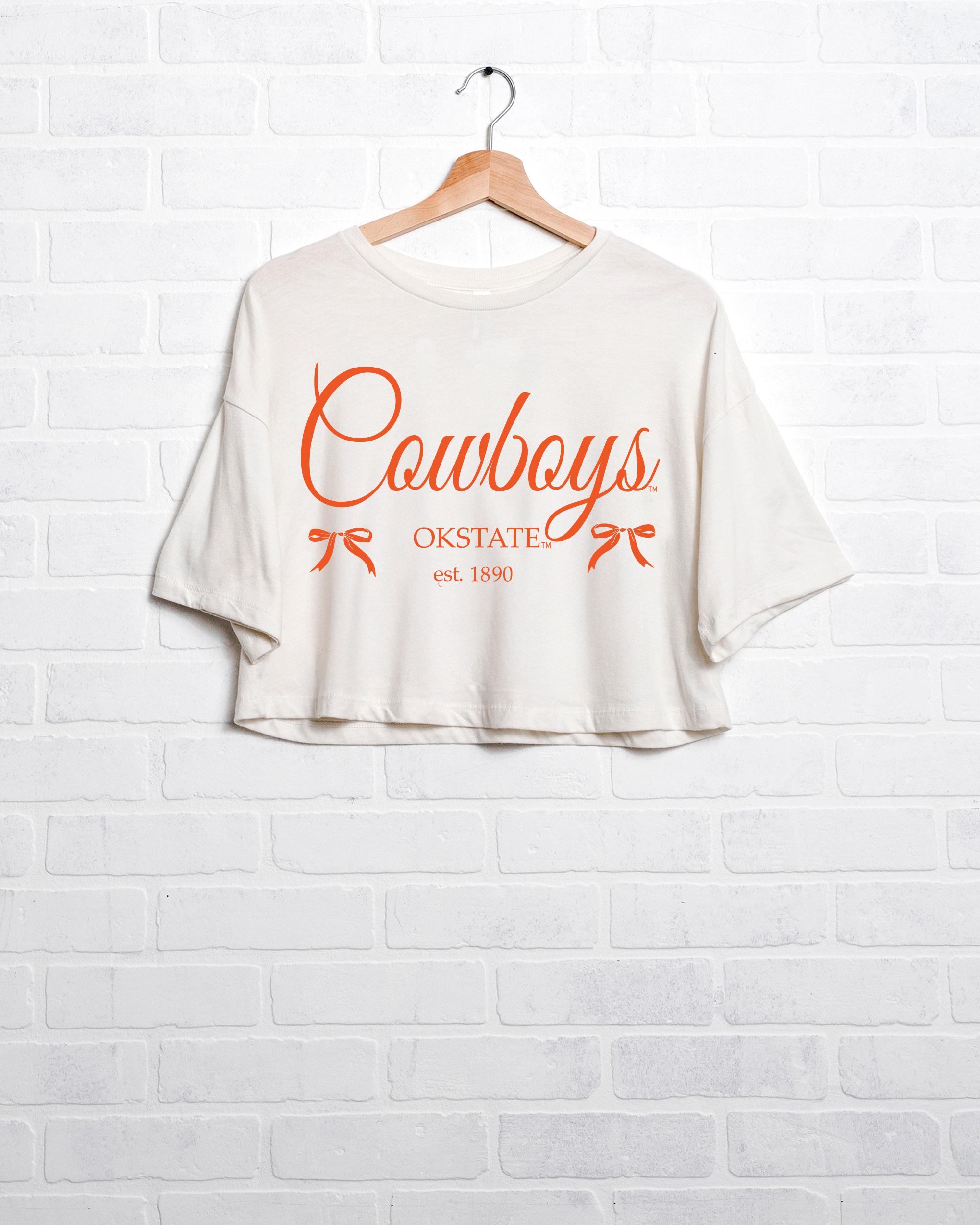 Osu Cowboys Established Bows Off White Cropped Tee Hoodie, Sweatshirt | PodTeesHub.com