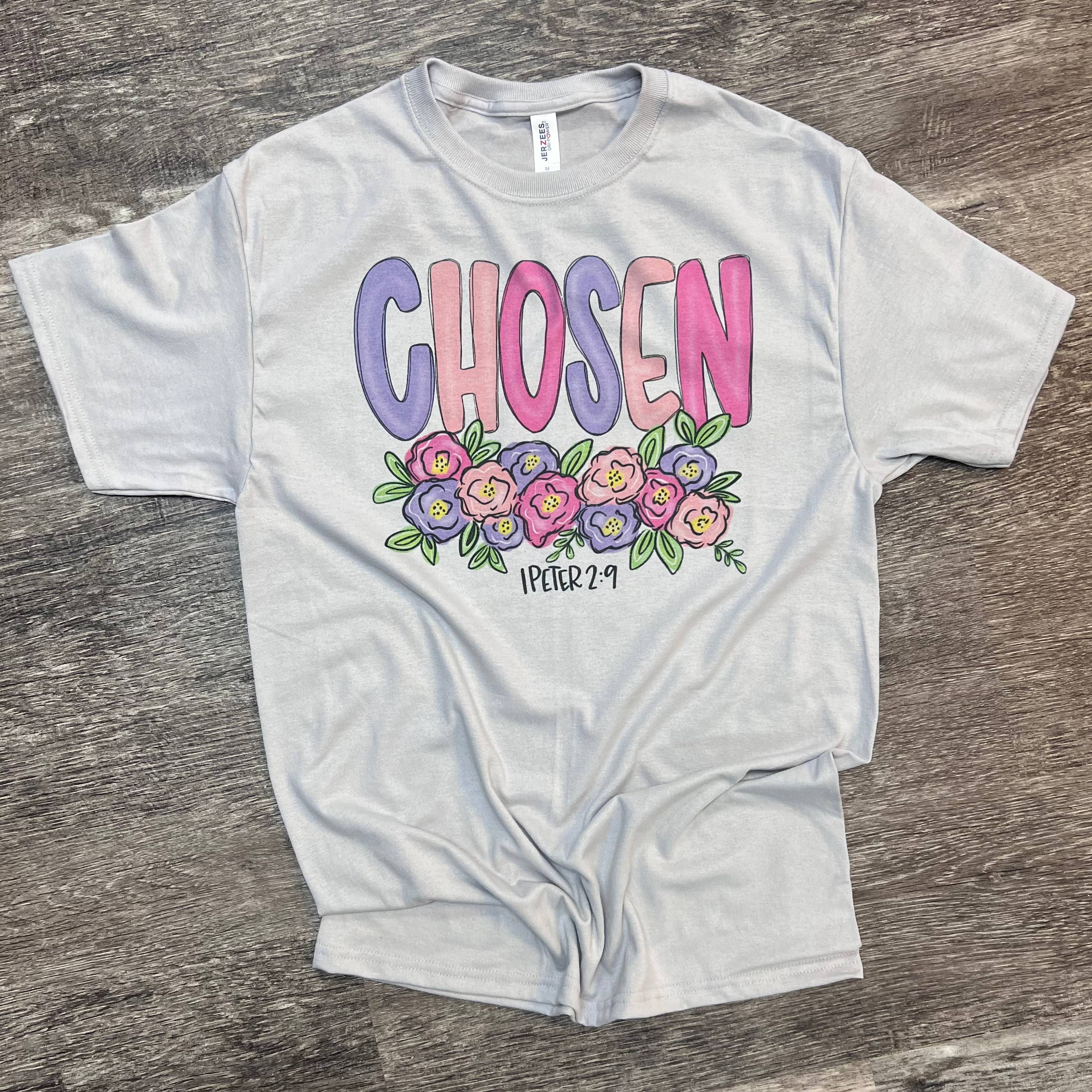 Chosen Floral On Silver Tee Hoodie, Sweatshirt | PodTeesHub.com