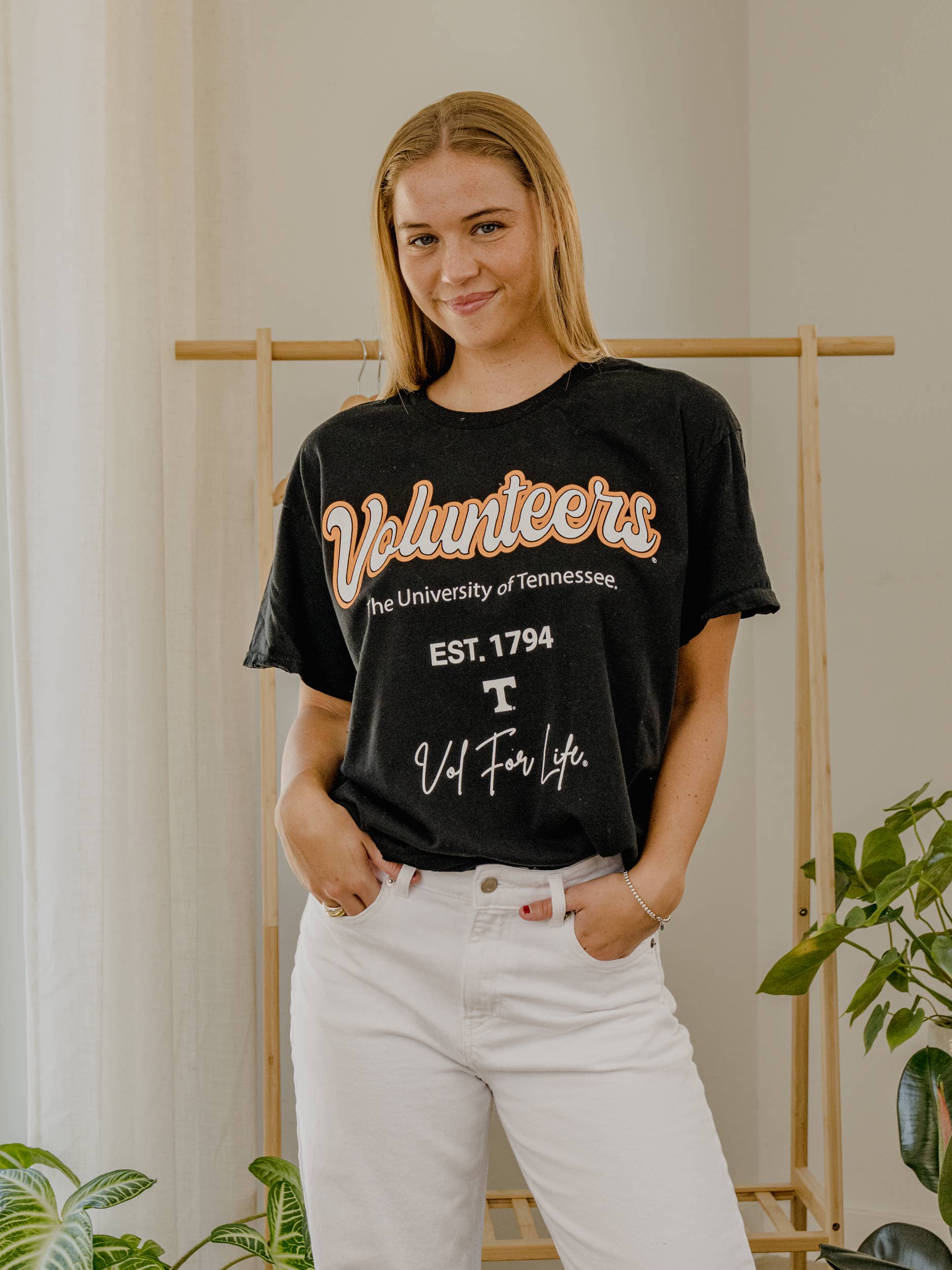 Tennessee Volunteers Vols Letterman Black Thrifted Tee Hoodie, Sweatshirt | PodTeesHub.com