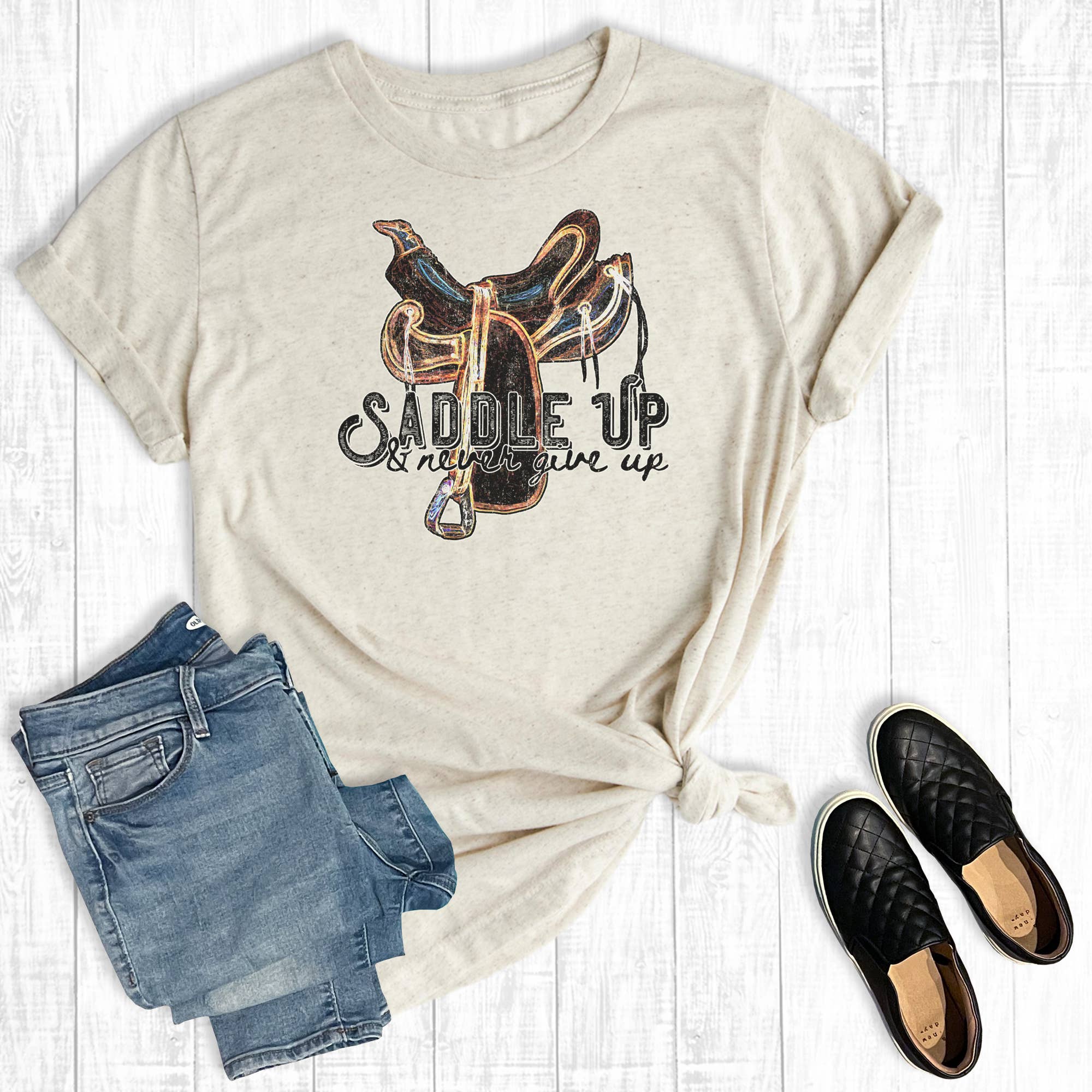 Western Saddle Up Never Hive Up Graphic Tee Hoodie, Sweatshirt | PodTeesHub.com