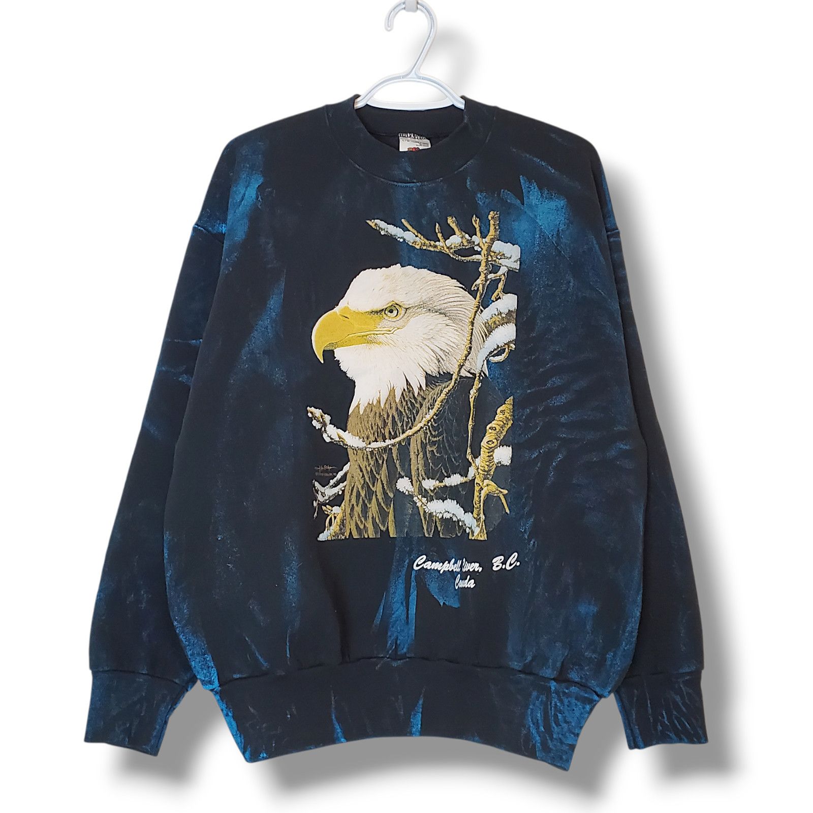 Vintage 90s Eagle Nature Graphic Crewneck Black Size L T-Shirts, Hoodie, Sweatshirt | PodTeesHub.com