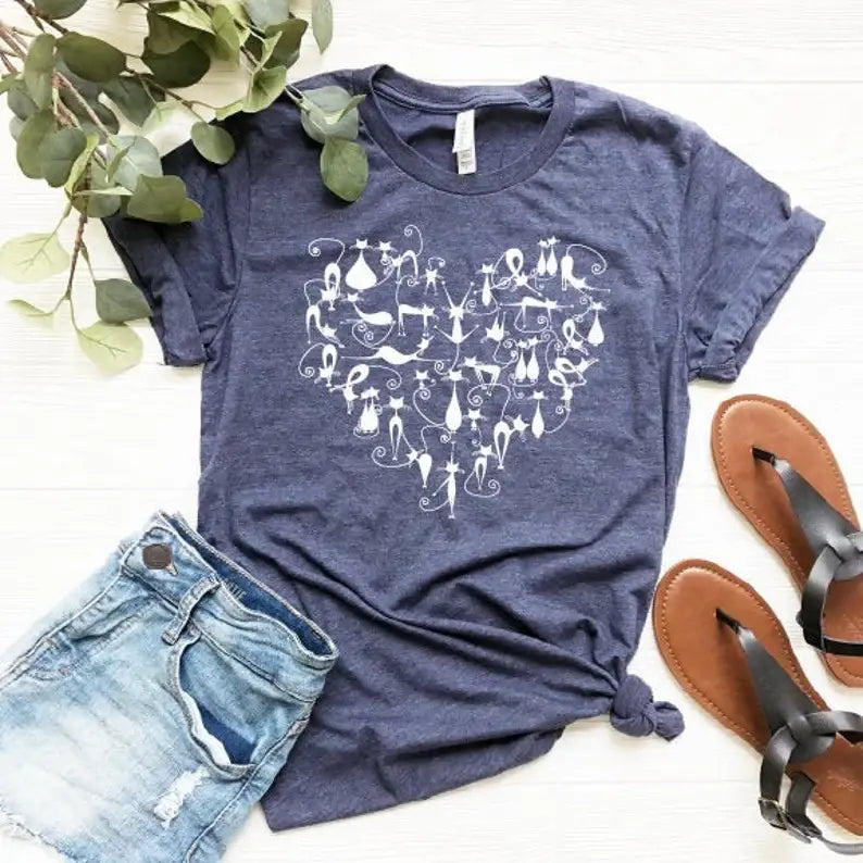 Cat Heart T-Shirt Hoodie, Sweatshirt | PodTeesHub.com
