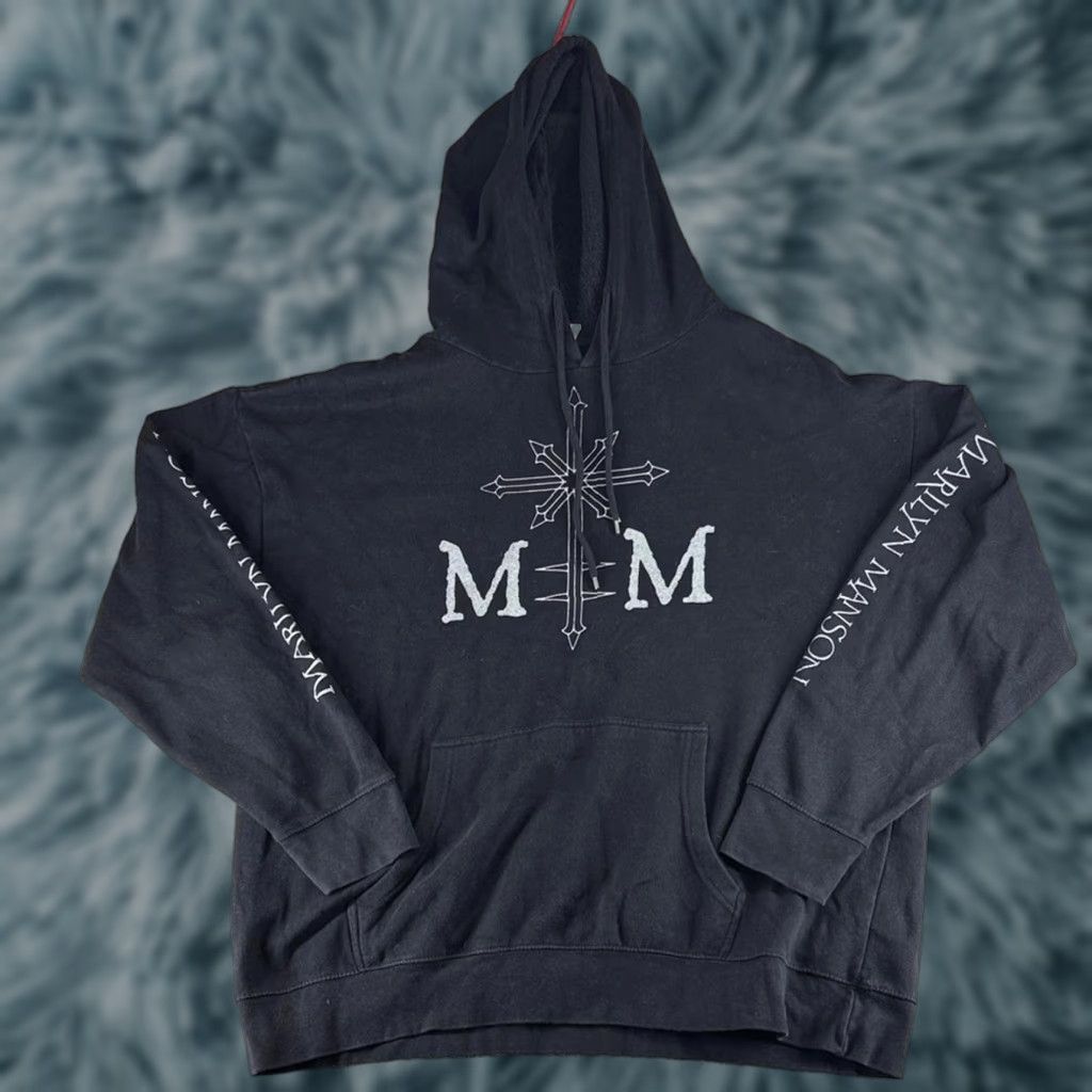 Vintage Cotton Heritage Marilyn Manson Long Sleeve Black Graphic Hoodie Mens Xl T-Shirts, Sweatshirt | PodTeesHub.com