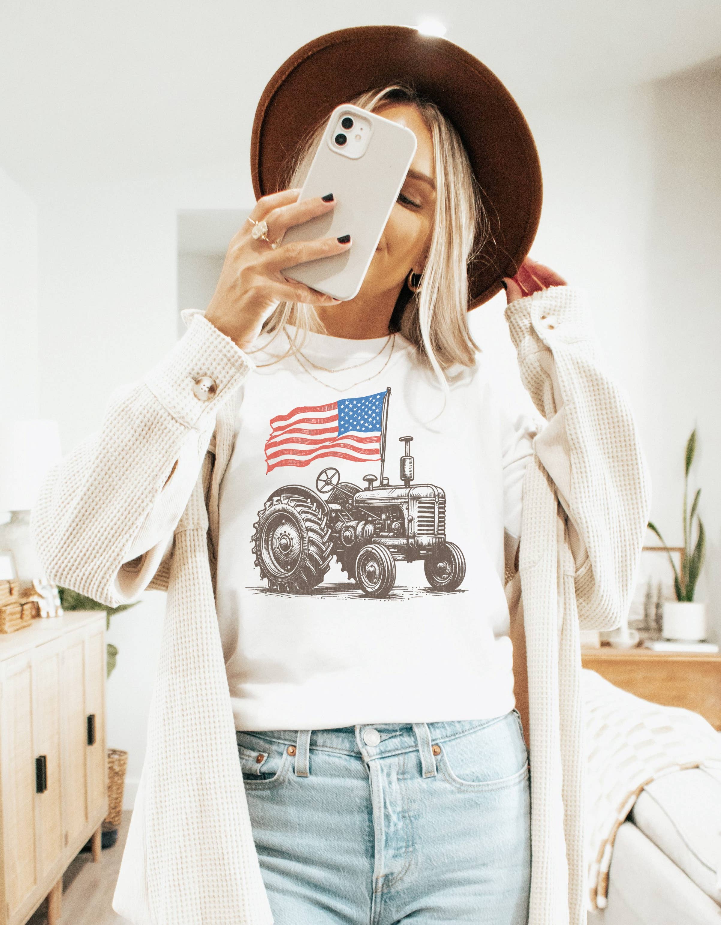 American Flag Tractor Tee | Patriotic T Shirt | Usa Tee Hoodie, Sweatshirt | PodTeesHub.com