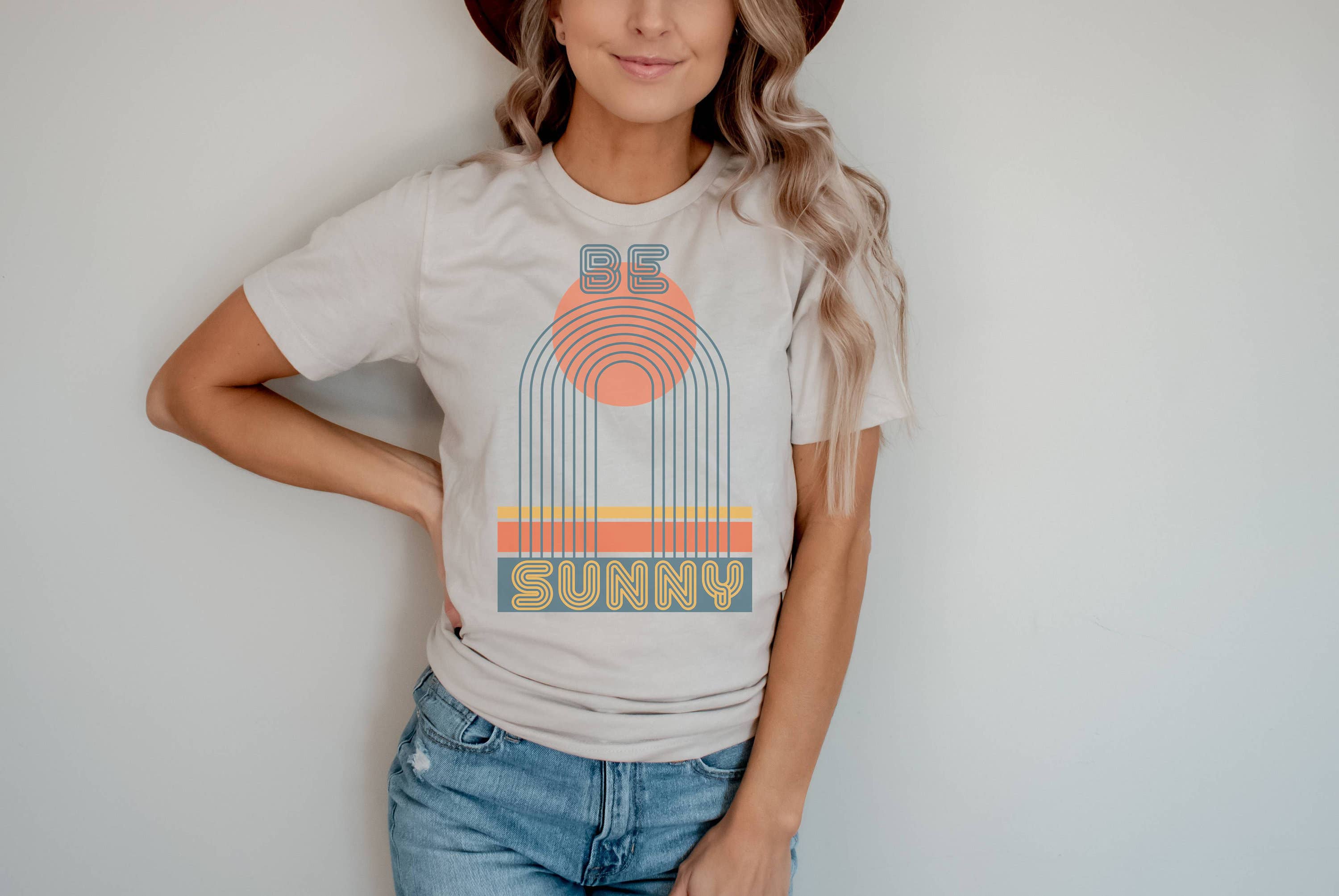 Retro Be Sunny | Boho Tshirt | Modern Abstract Shirt Hoodie, Sweatshirt | PodTeesHub.com