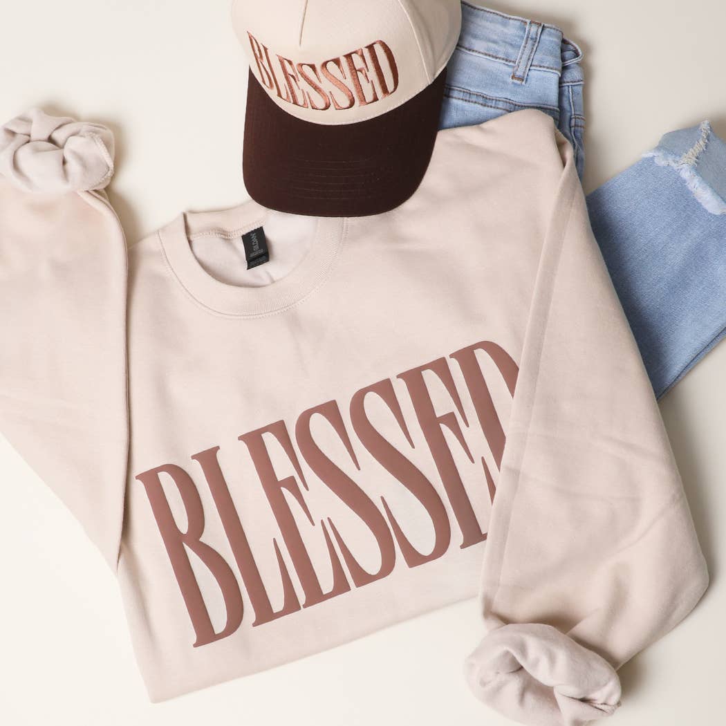 Blessed Puff Print Midweight Sweatshirt T-Shirts, Hoodie | PodTeesHub.com