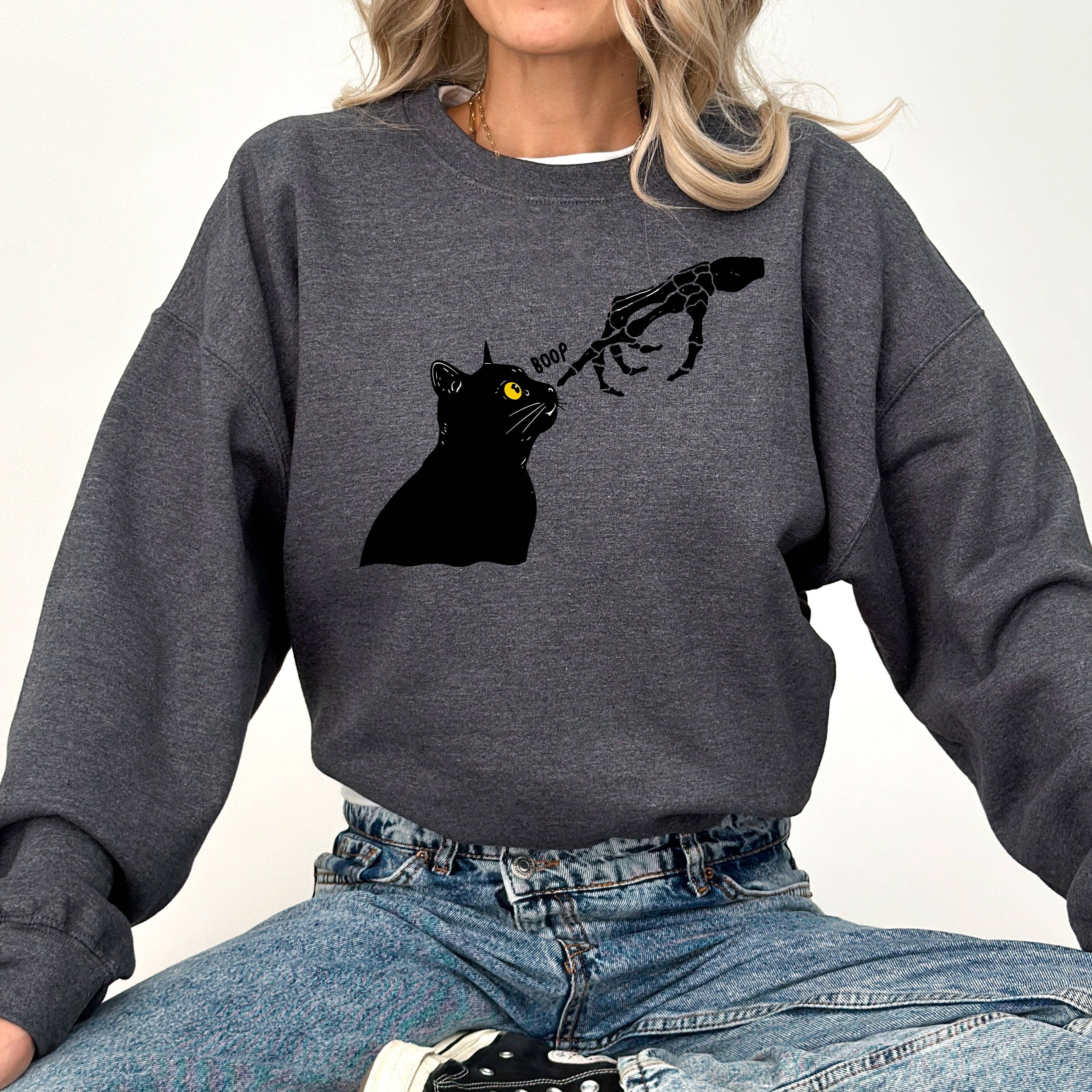 Boop Cat, Skeleton, Halloween, Western, Spooky, Sweatshirt T-Shirts, Hoodie | PodTeesHub.com