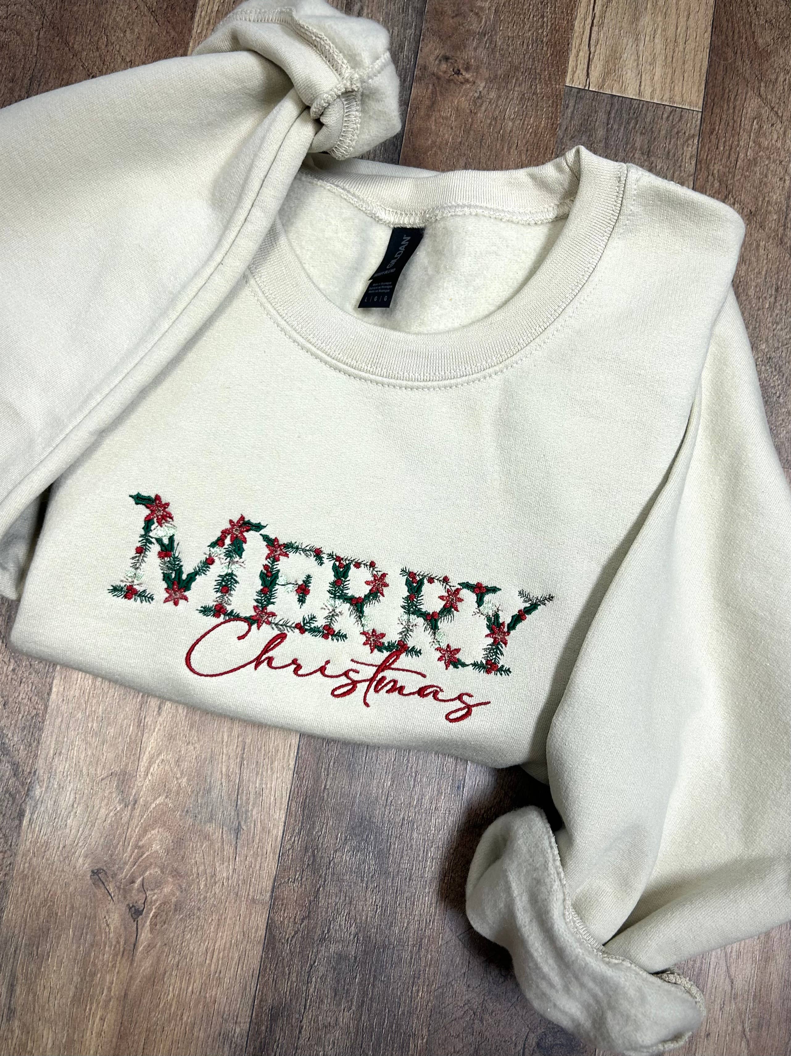 Embroidered Merry Christmas Sweater T-Shirts, Hoodie, Sweatshirt | PodTeesHub.com