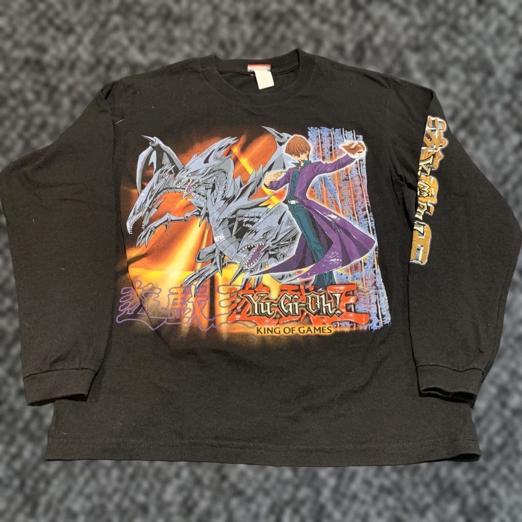 Vintage Yu Gi Oh King Of Games Black Longsleeve T Shirt Boys L Size Regular Hoodie, Sweatshirt | PodTeesHub.com