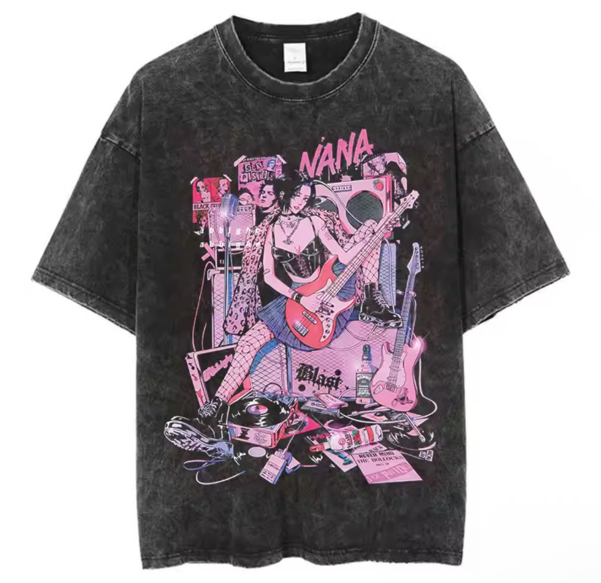 Japanese Brand Hip Hop Vintage Nana Osaki Anime Graffiti Washed T Shirt Hoodie, Sweatshirt | PodTeesHub.com