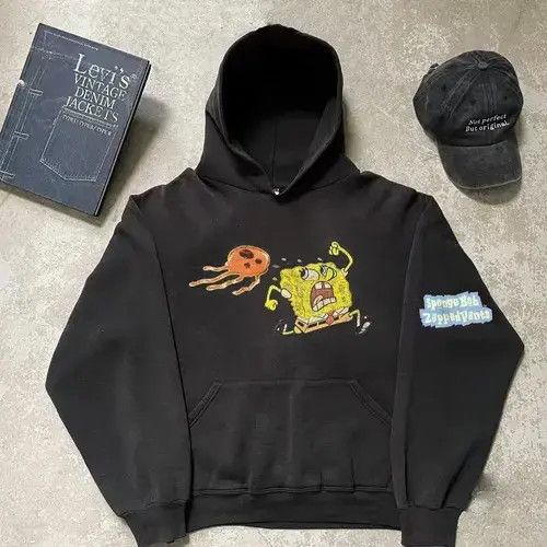 Japanese Brand Black Retro Cartoon Spongebob Print T-Shirts, Hoodie, Sweatshirt