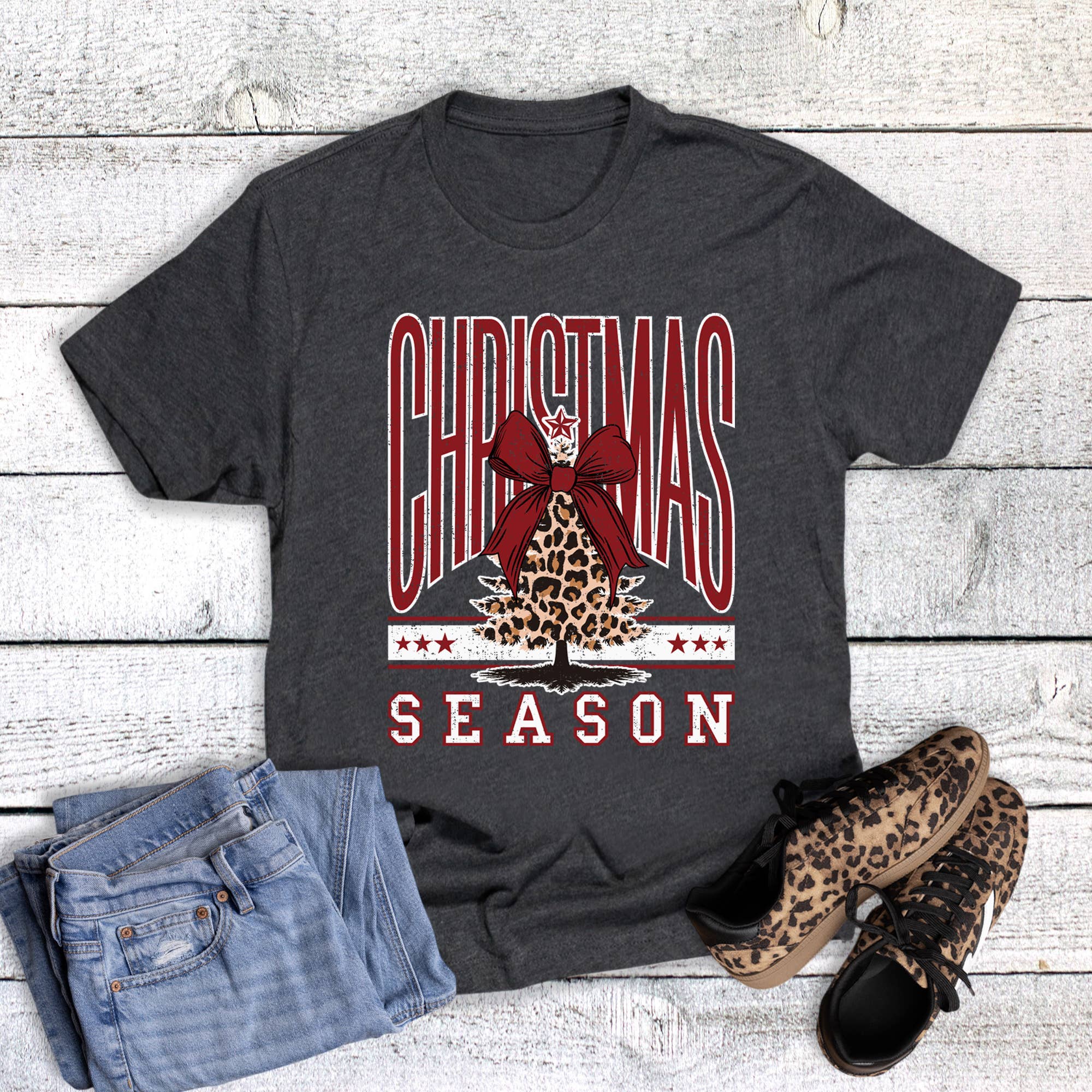 Retro Cheetah Christmas Season Graphic Tee Hoodie, Sweatshirt | PodTeesHub.com