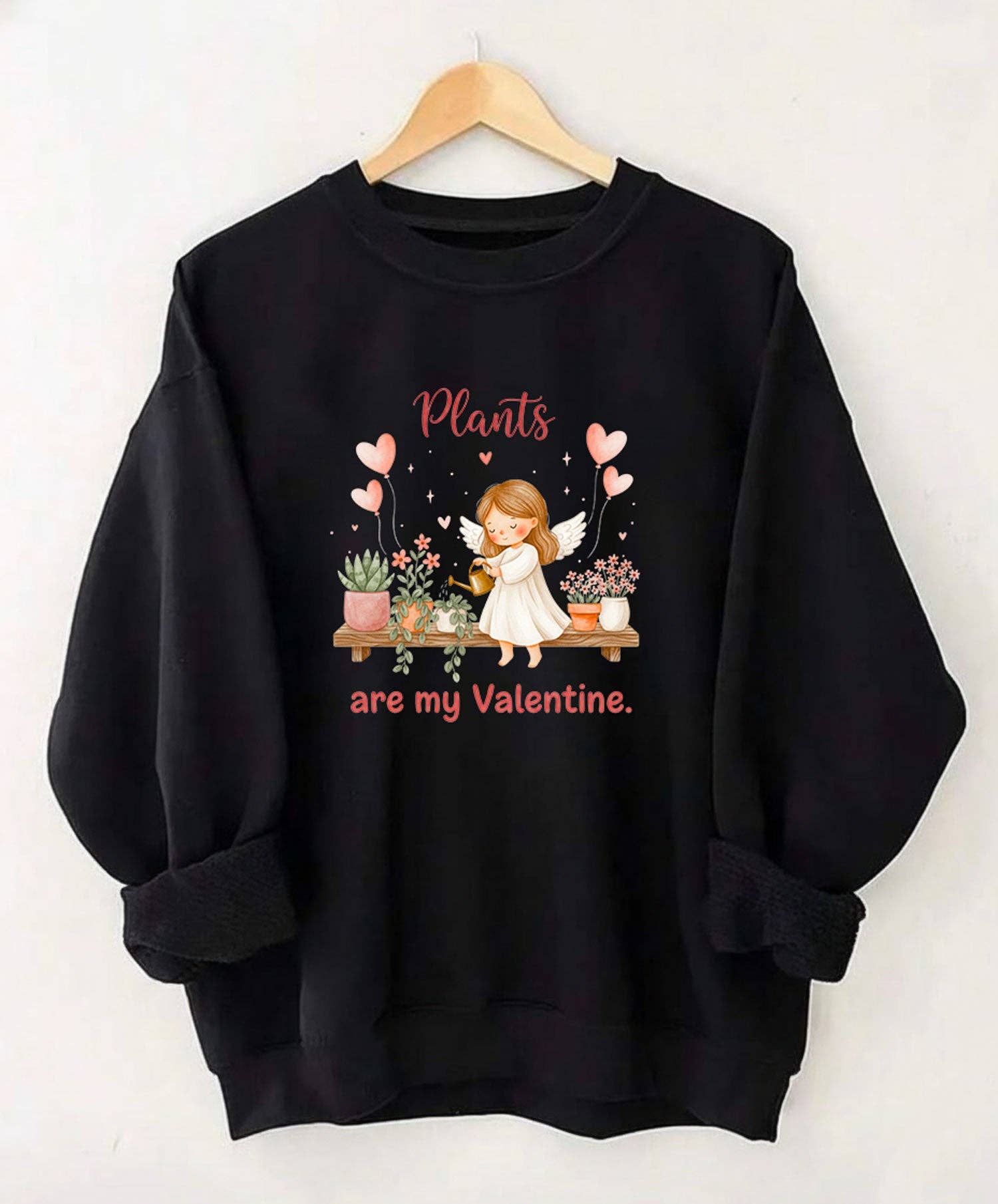 Plants Are My Valentine Sweatshirt, Valentine’S Day Plant Lover Gift, Cute Botanical Crewneck, Plant Mom Sweater...